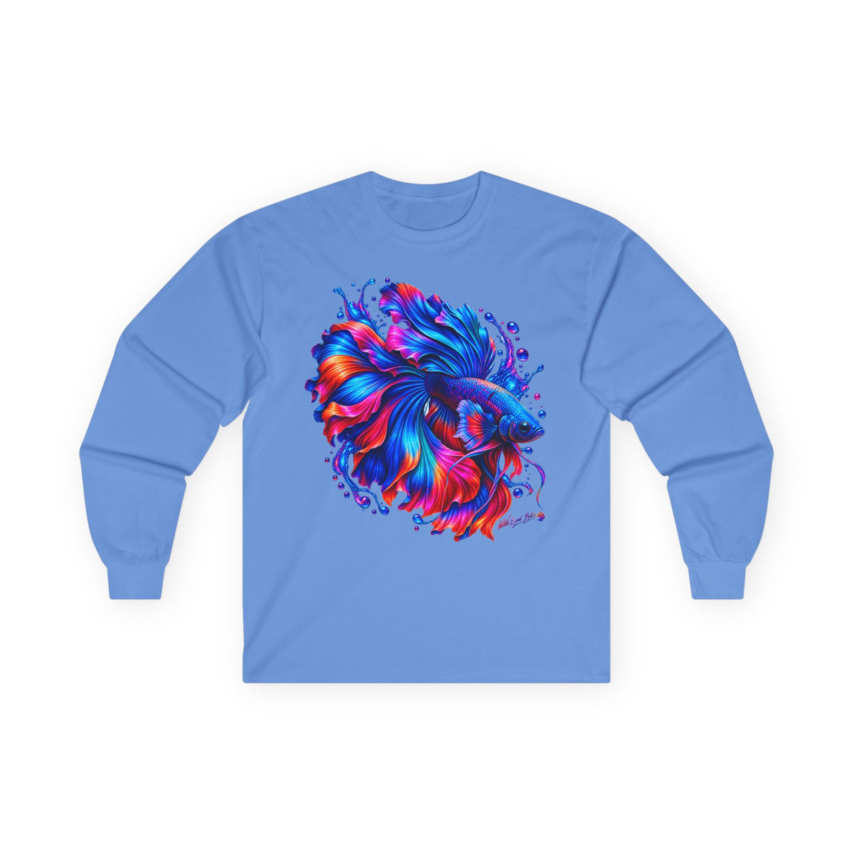 Colorful Betta Fish Long Sleeve Tee — Vibrant Aquatic Graphic Shirt