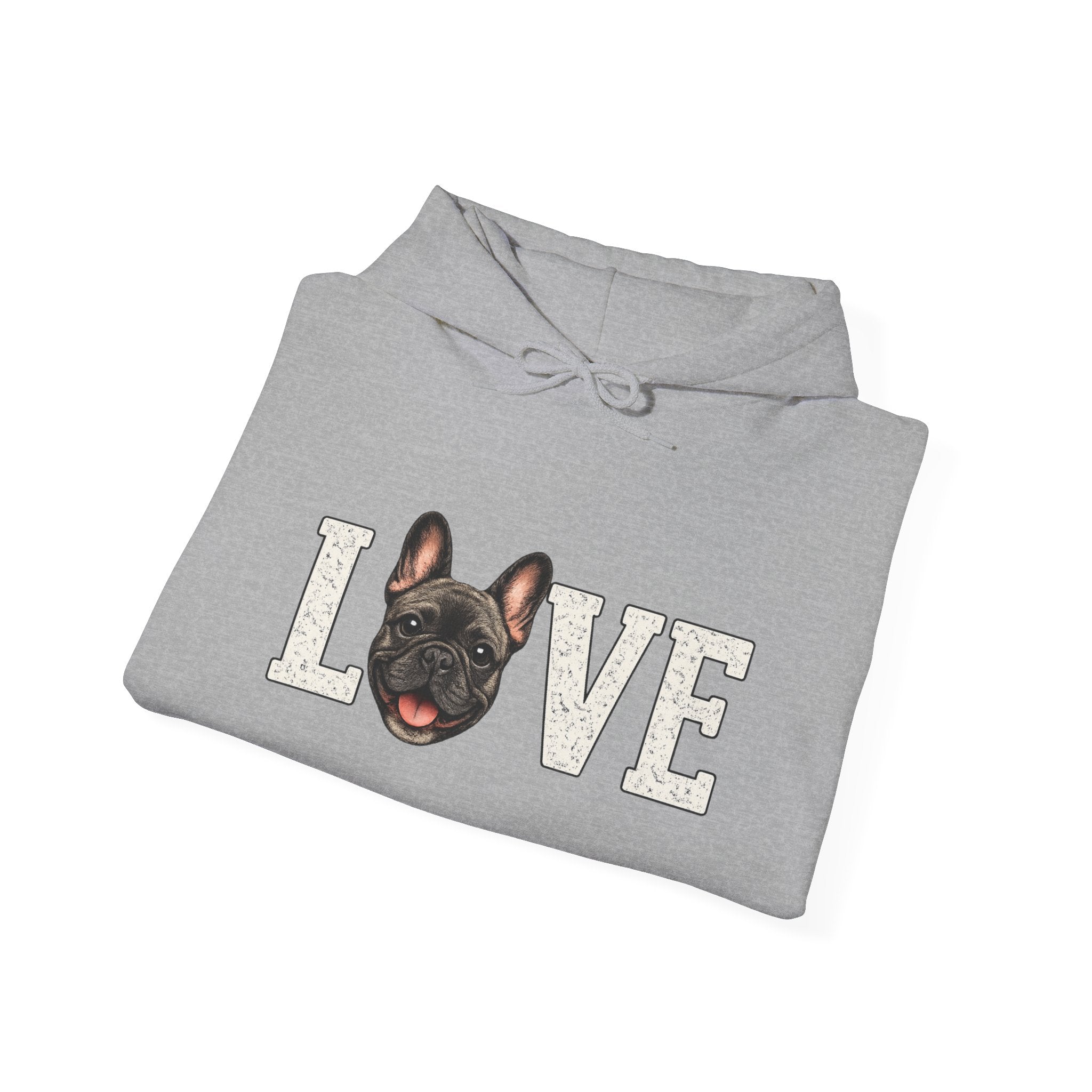 French Bulldog LOVE Hoodie — Cute Dog Lover Pullover for Pet Owners