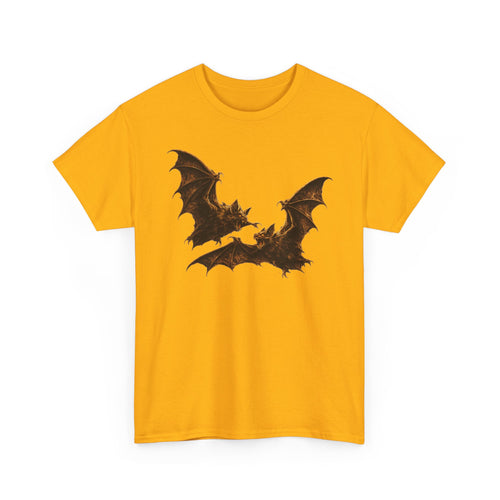 Bat duo Graphic Tee — Vintage Gothic Bat Illustration Shirt