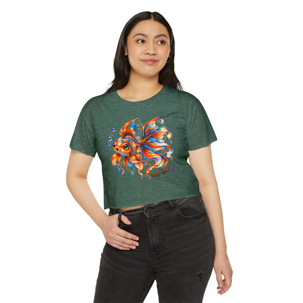 Goldfish Festival Crop Top – Colorful Aquatic Art Women's Crop Tee