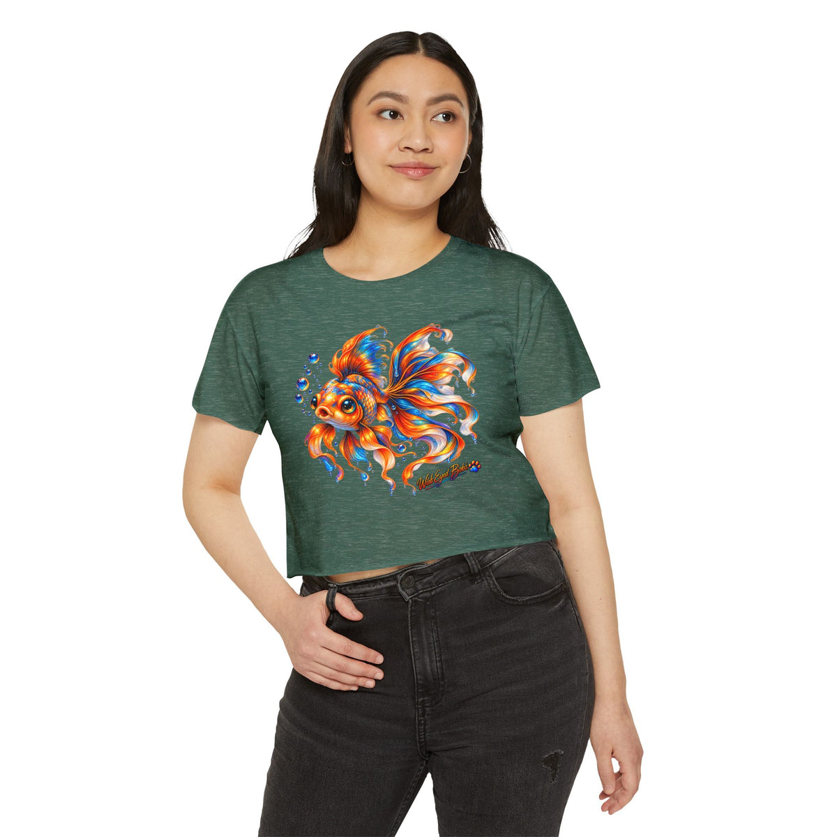 Goldfish Festival Crop Top – Colorful Aquatic Art Women's Crop Tee