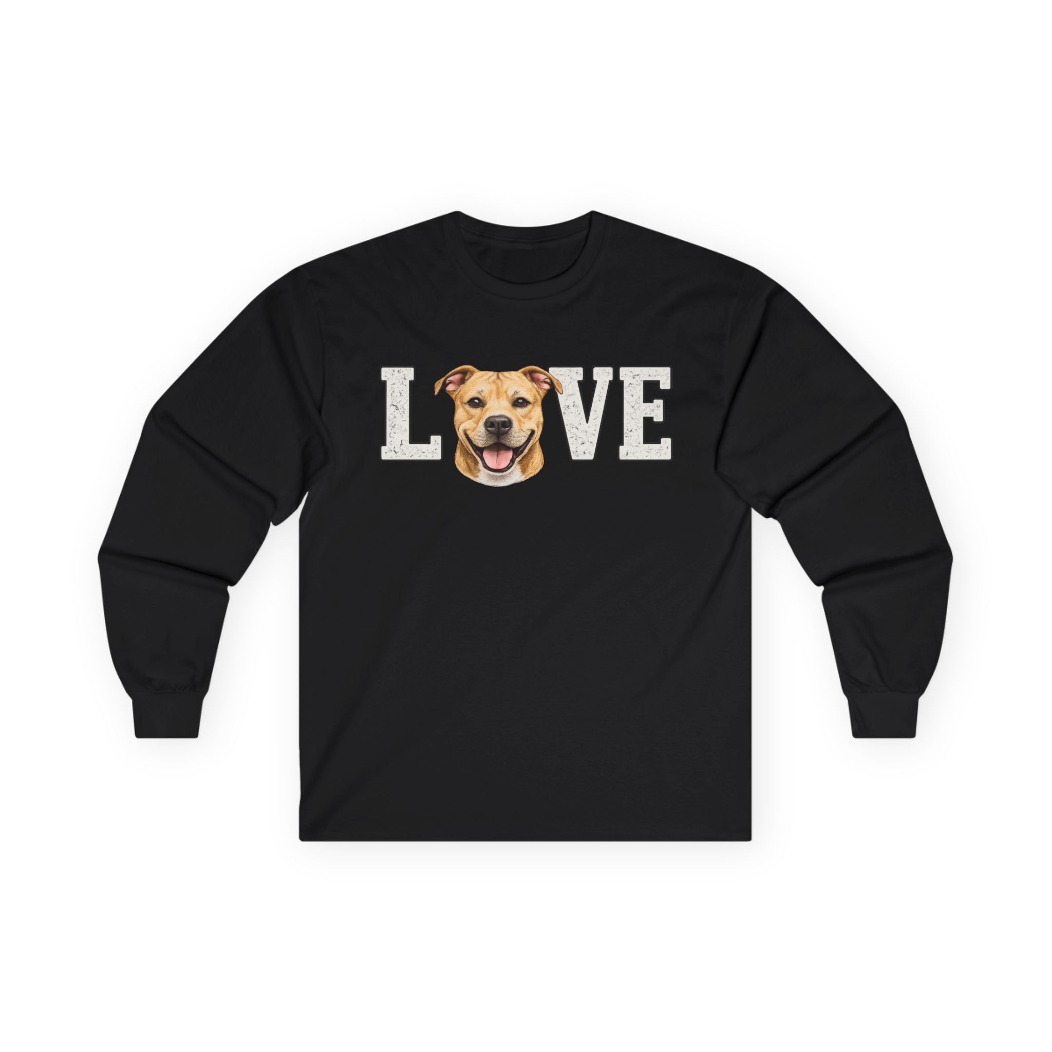 Love Dog Long Sleeve Tee — Cute Pet Portrait "LOVE" Shirt
