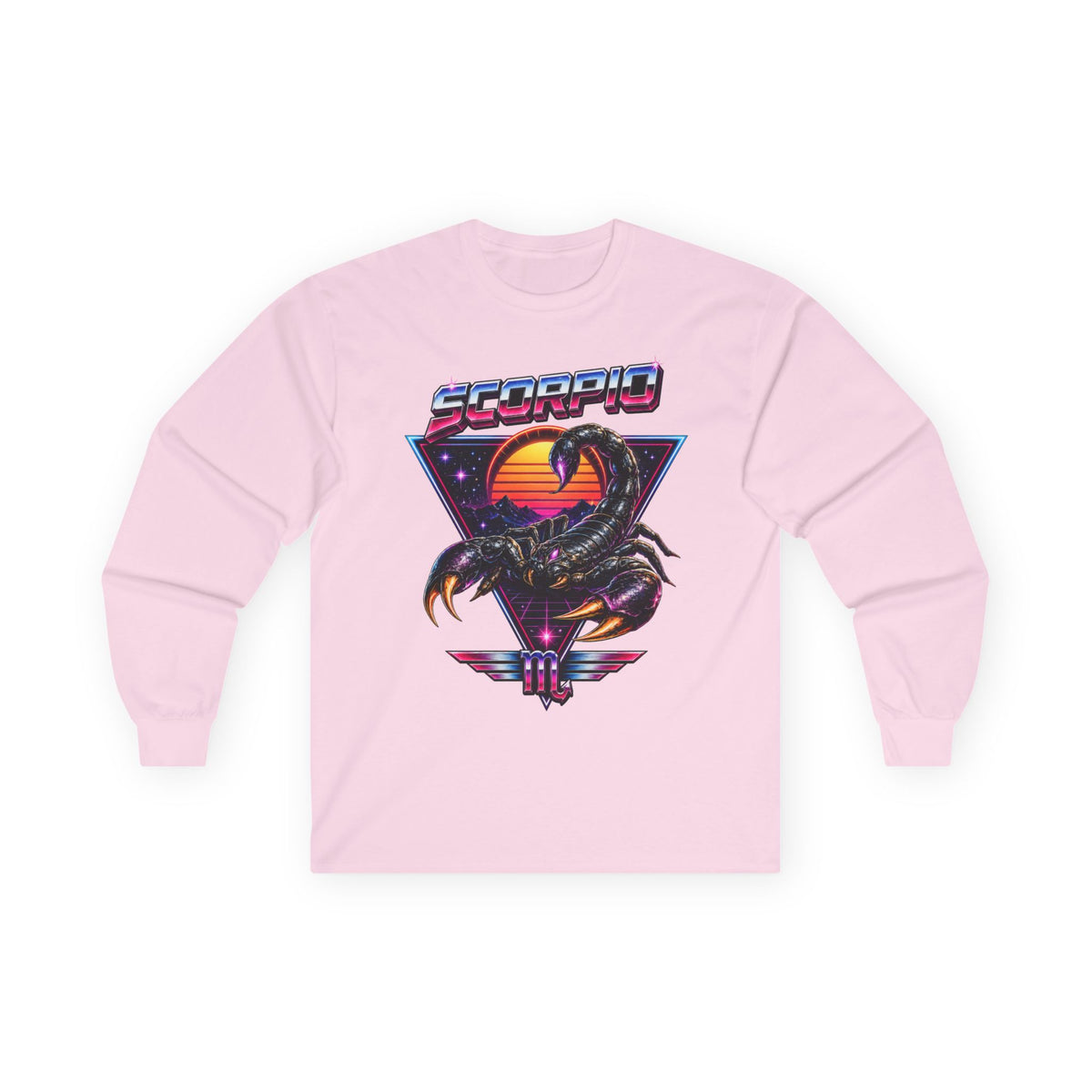 Scorpio Retro Sunset Long Sleeve Tee — Vintage 80s Scorpion Zodiac Shirt