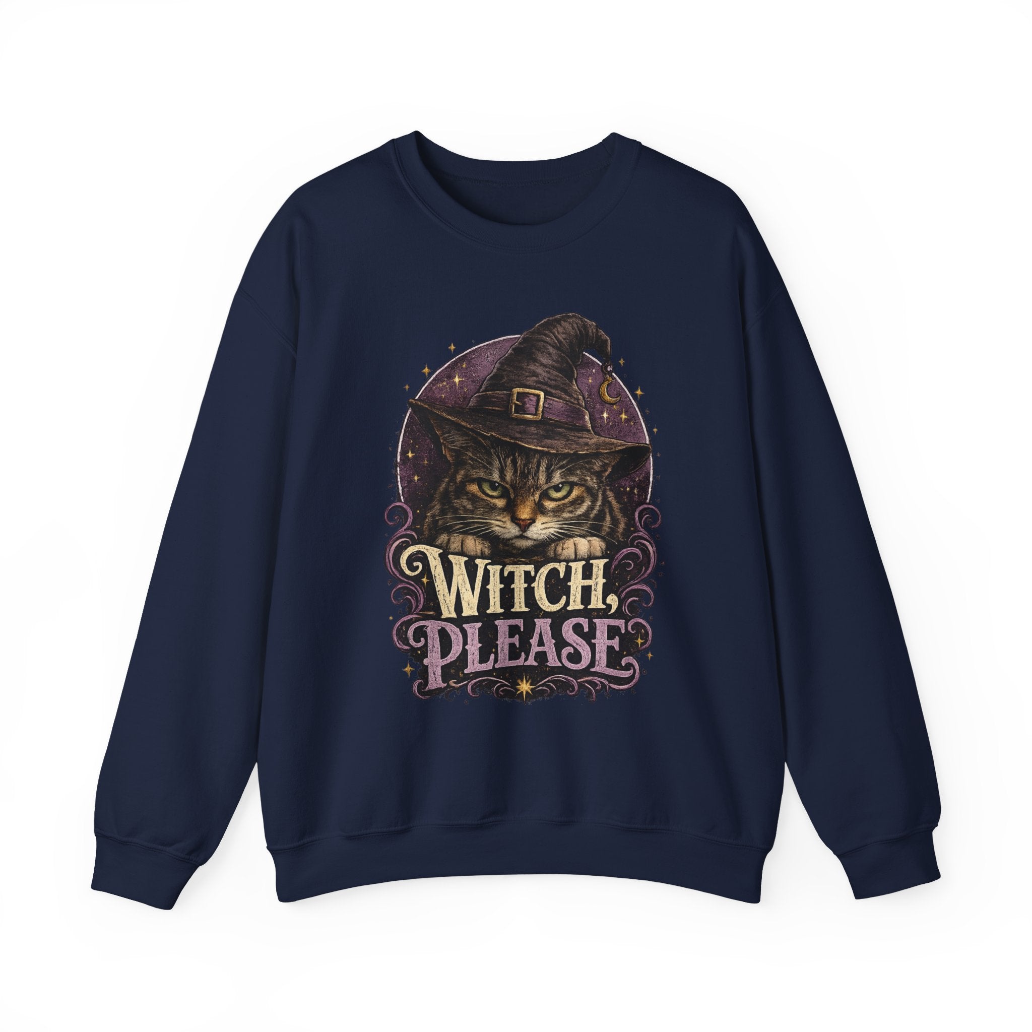 Witch Please Sweatshirt — Halloween Cat Witch Graphic Crewneck