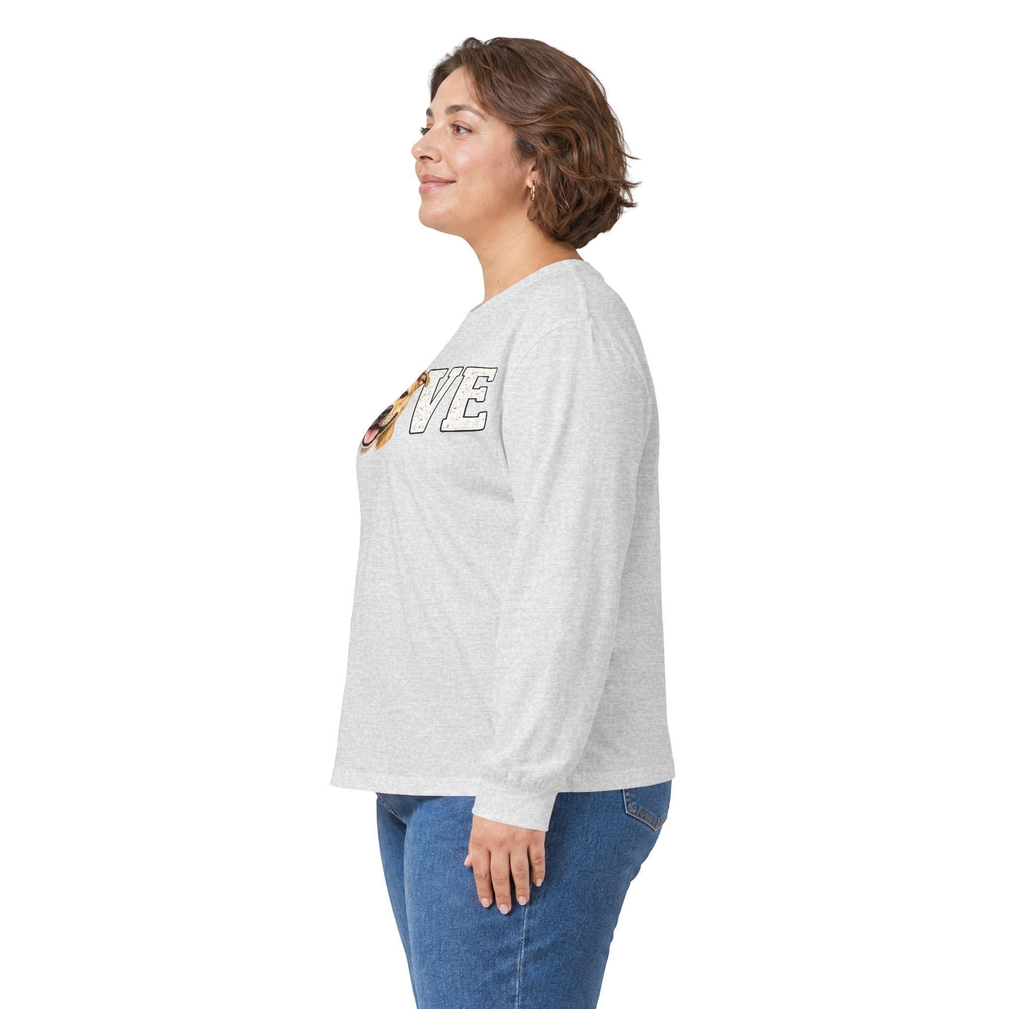 Love Dog Long Sleeve Tee — Cute Pet Portrait "LOVE" Shirt