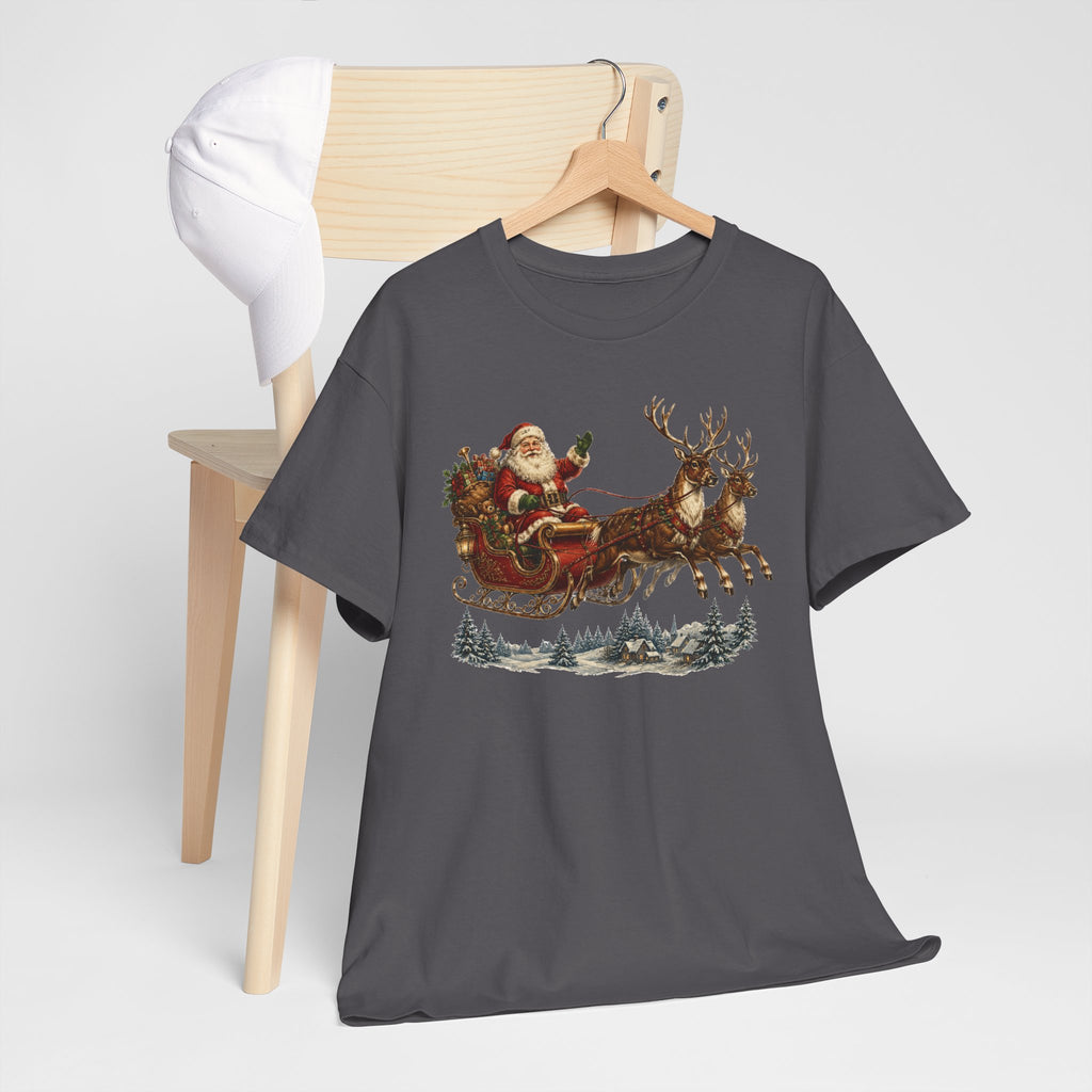 Santa Sleigh Christmas Tee — Vintage Holiday T-Shirt