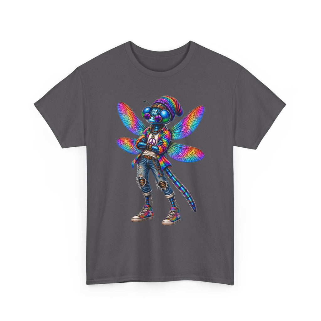 anthropomorphic Dragonfly Tee — Rainbow Glitch Dragonfly Graphic T-Shirt