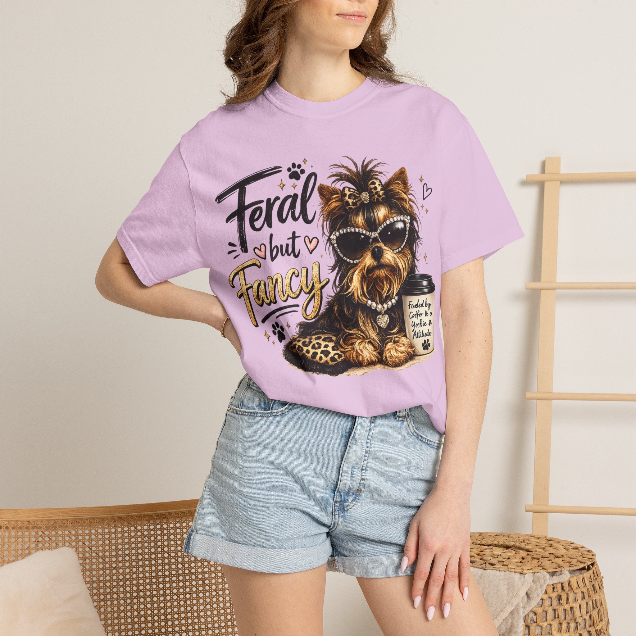 Feral but Fancy Yorkie T-Shirt – Cute Dog Graphic Tee for Pet Lovers