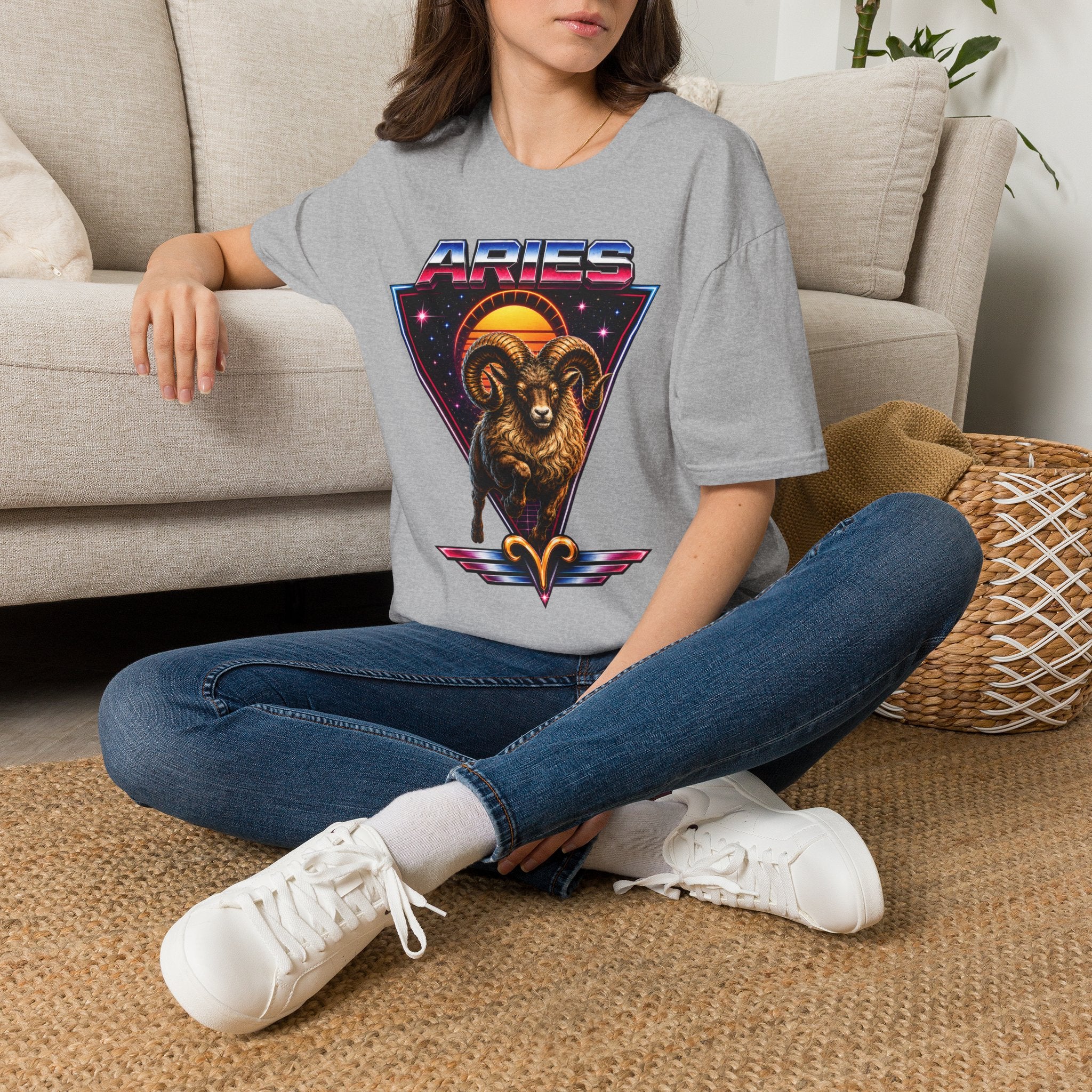 Aries 80s style Zodiac T-Shirt — Retro Ram Graphic Tee