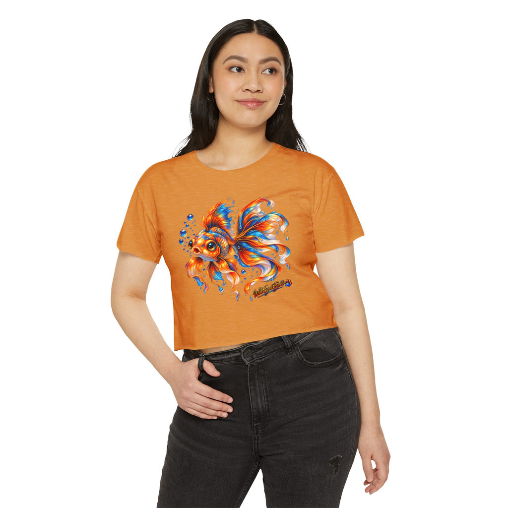 Goldfish Festival Crop Top – Colorful Aquatic Art Women's Crop Tee