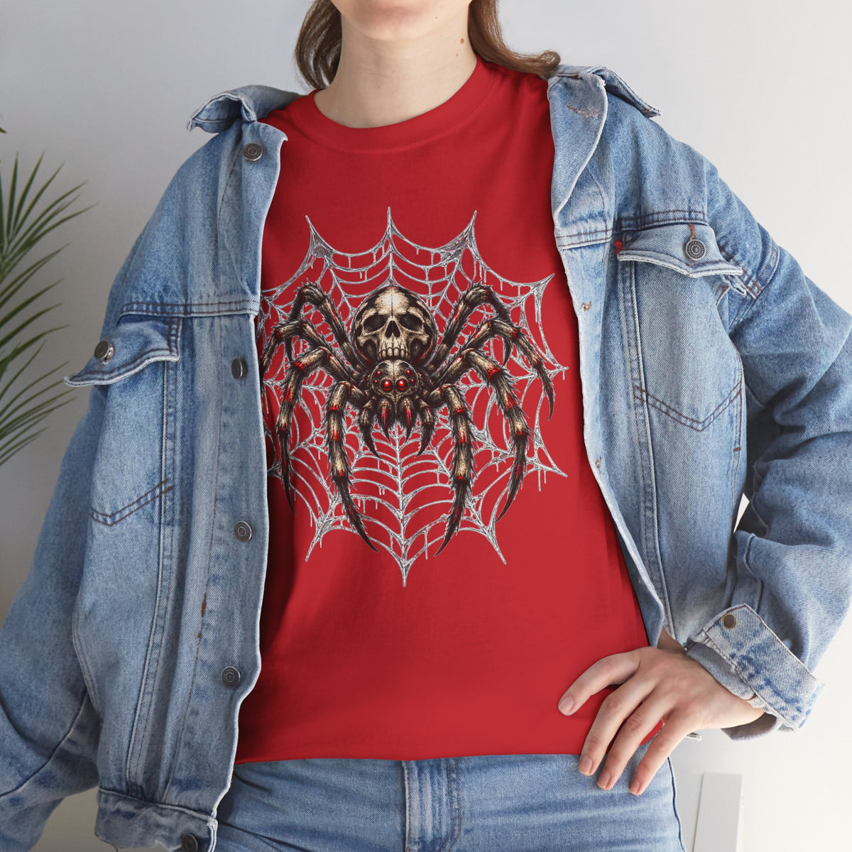 Spider Skull Web T‑Shirt — Gothic Halloween Graphic Tee