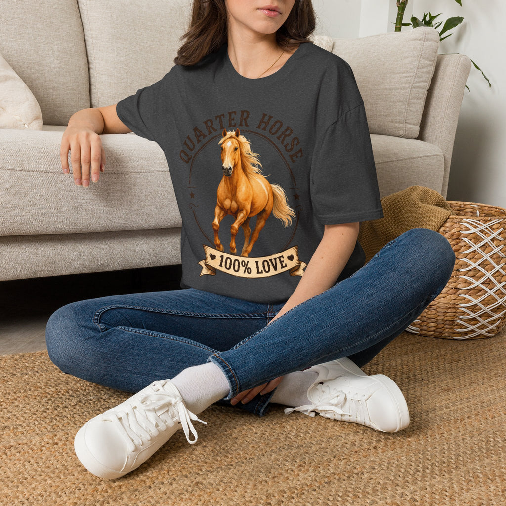 Quarter Horse T-Shirt — 'Quarter Horse 100% Love' Graphic Tee for Horse Lovers