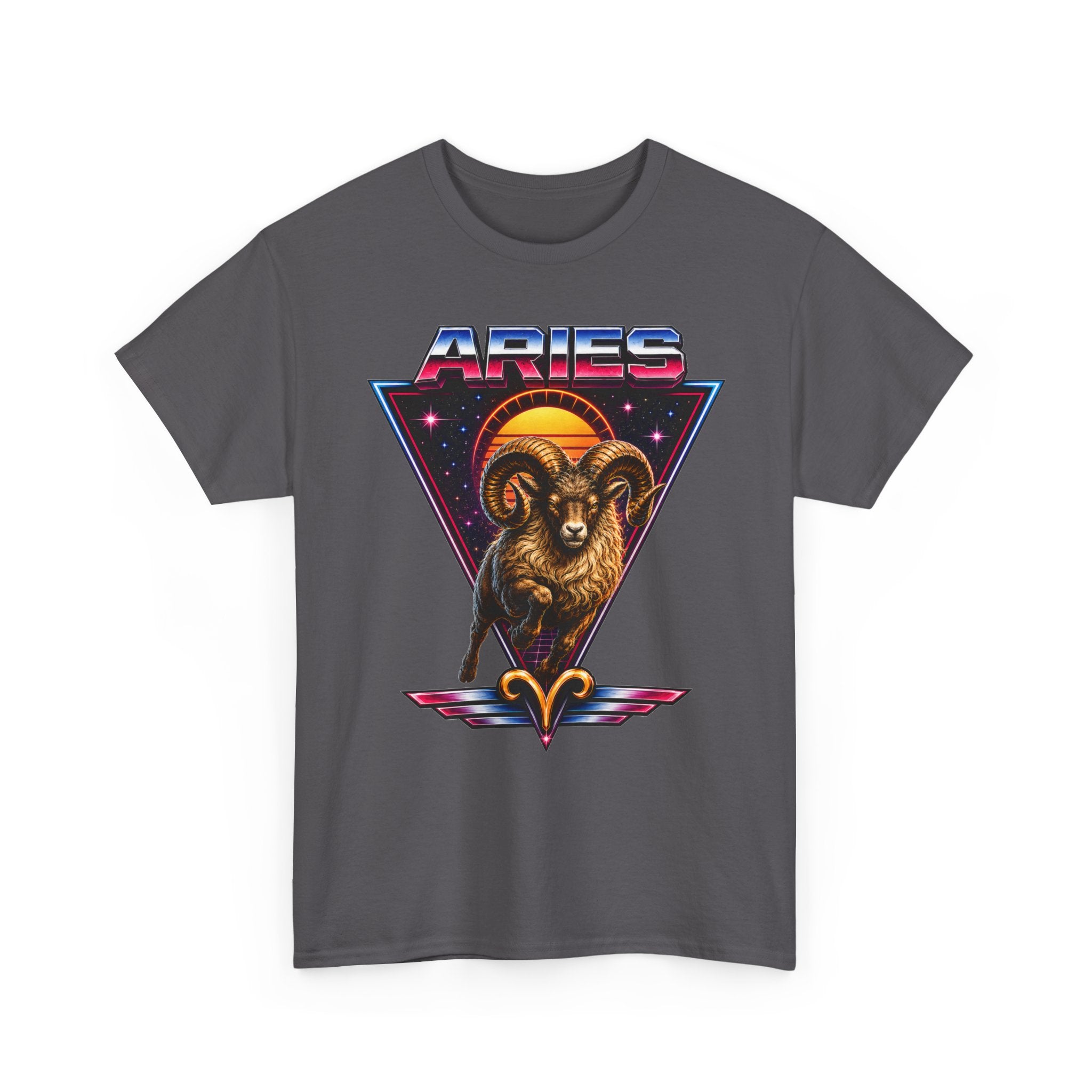 Aries Zodiac Tee — Retro 80s style Ram Astrology T-Shirt