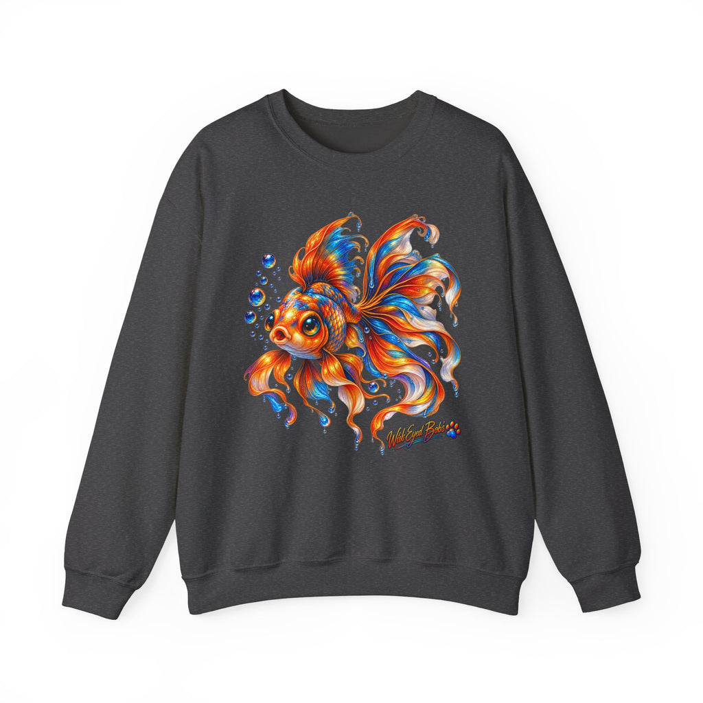 Goldfish Art Crewneck Sweatshirt – Colorful Fantail  Goldfish Illustration