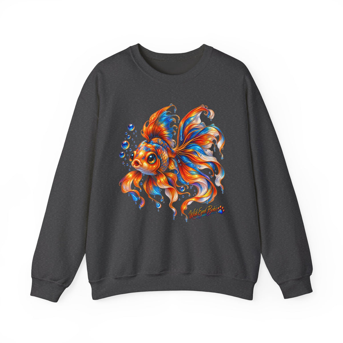 Goldfish Art Crewneck Sweatshirt – Colorful Fantail  Goldfish Illustration
