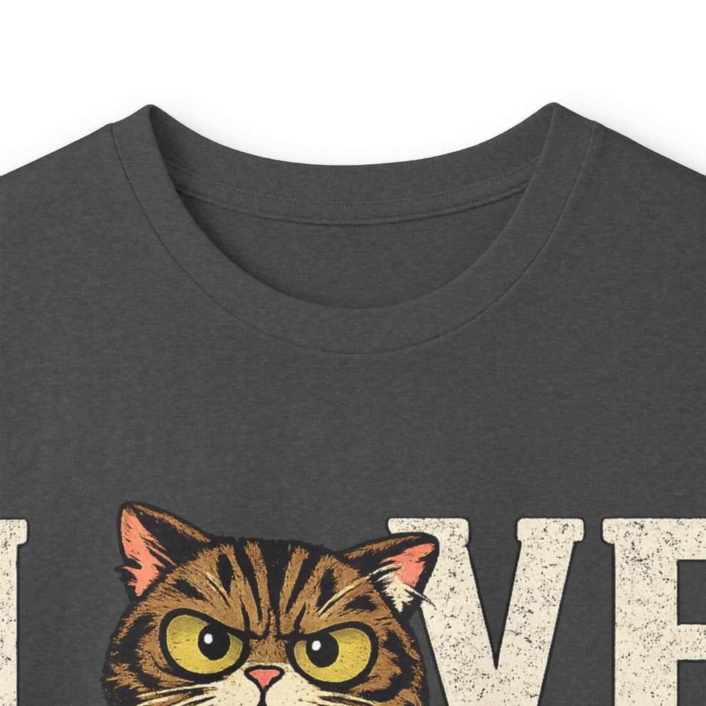 Long Sleeve Tee — "LOVE "tabby  Cat Face Graphic