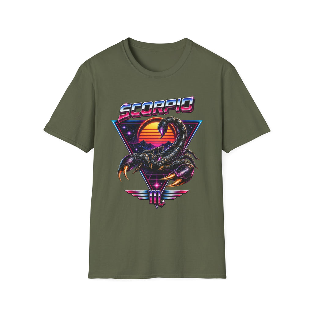 Scorpio Retro Sunset T‑Shirt — 80s Neon Scorpion Zodiac Tee