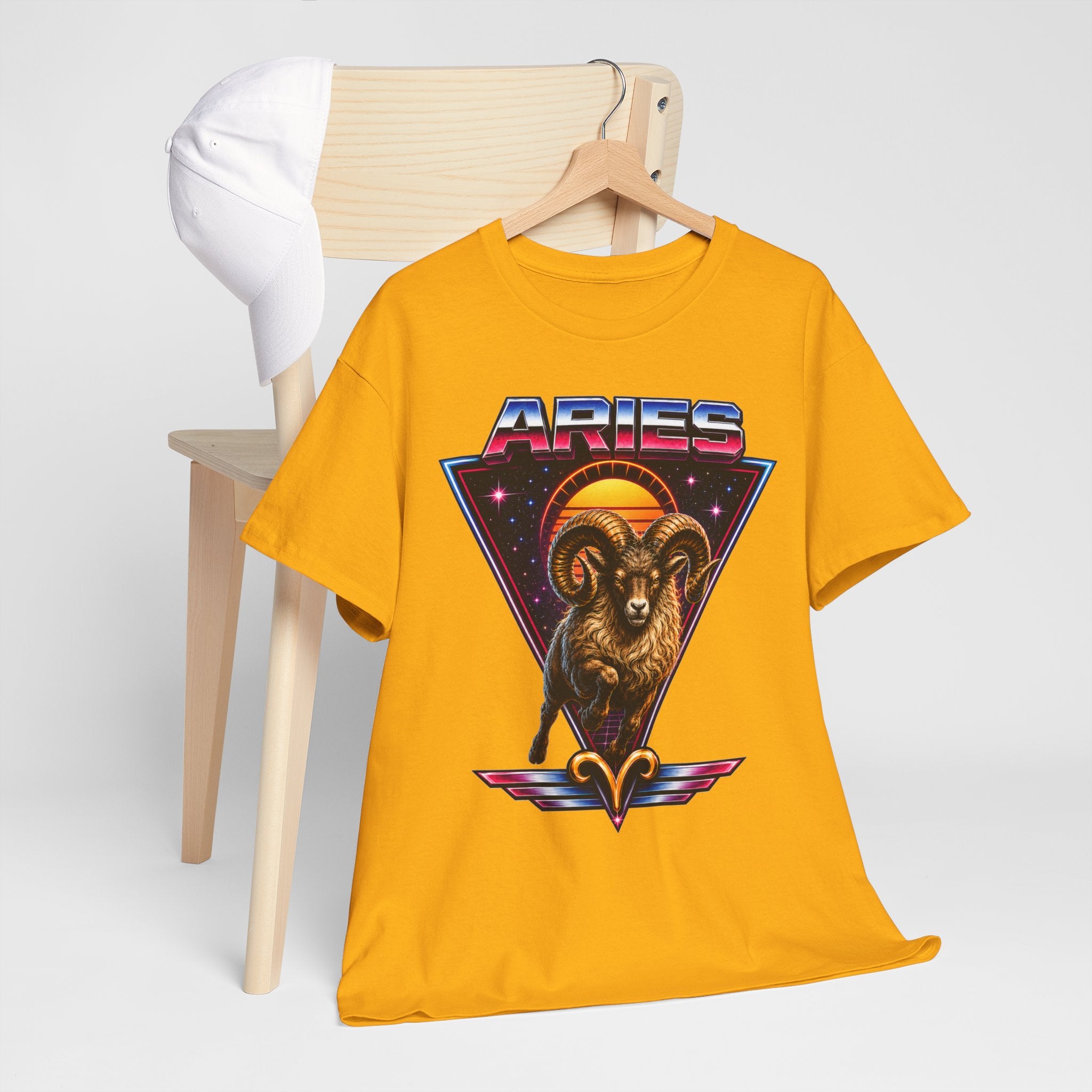 Aries Zodiac Tee — Retro 80s style Ram Astrology T-Shirt