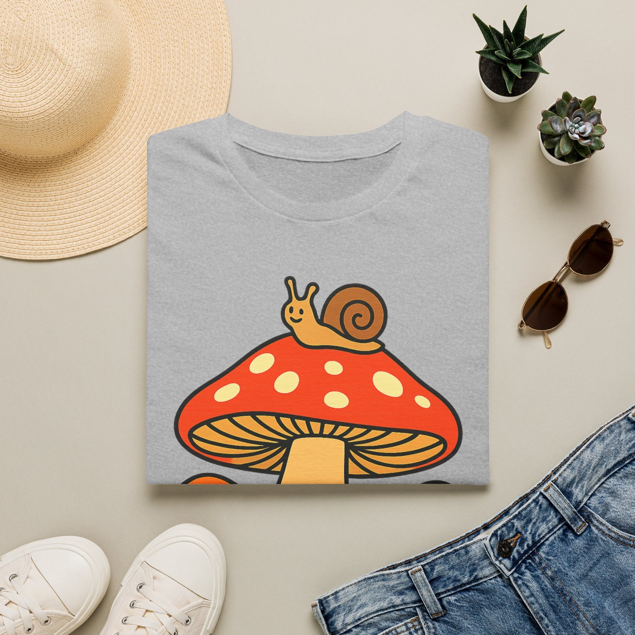 Mushroom Garden T-Shirt — Cute Snail & Frog Graphic Tee