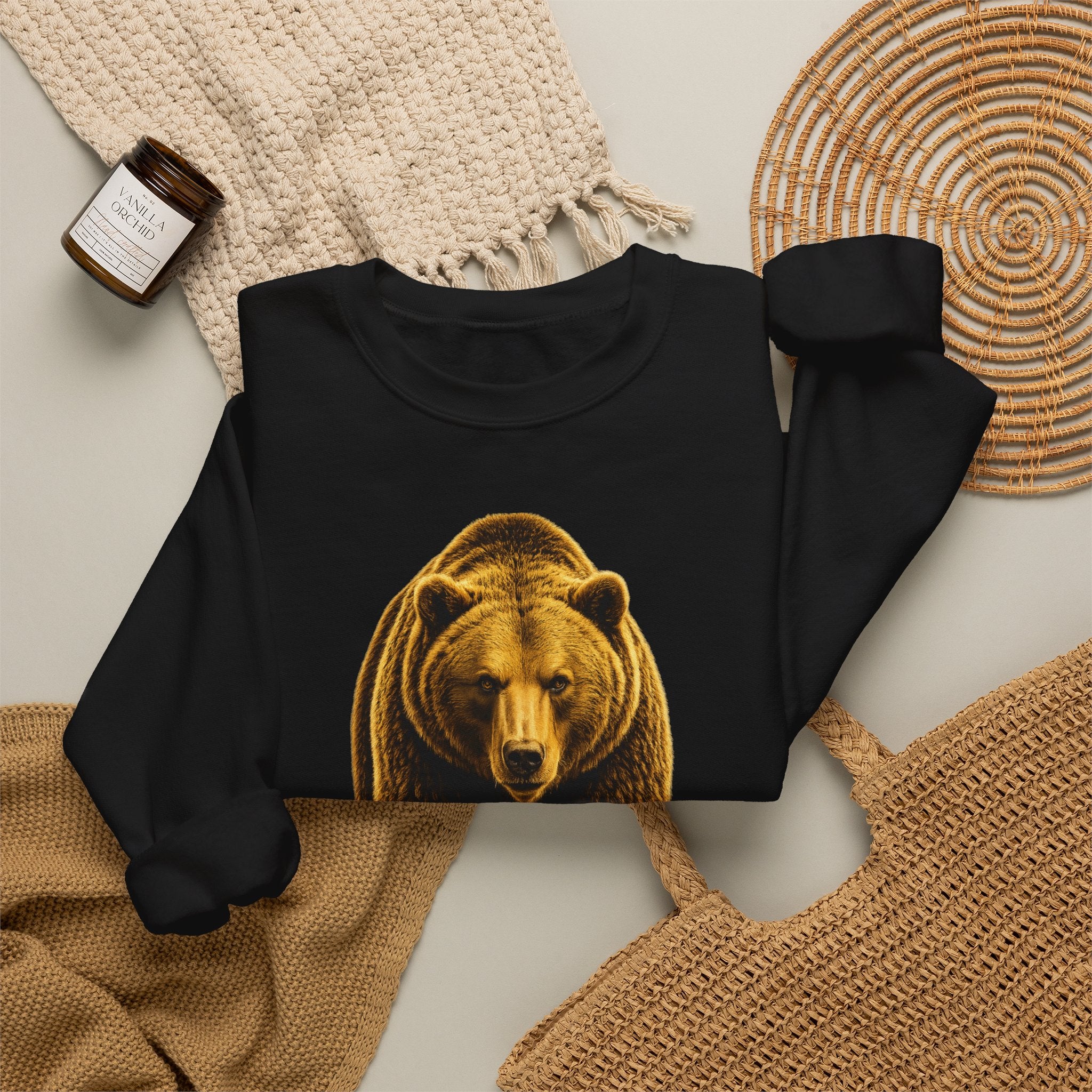 Grizzly Bear Crewneck Sweatshirt — Vintage Wildlife Graphic