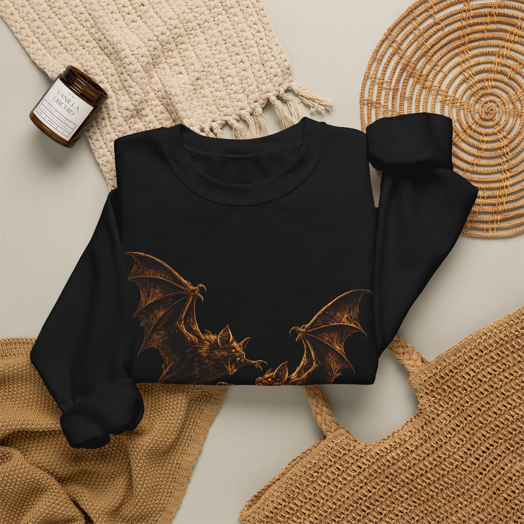 Bat Flight Crewneck Sweatshirt – Bat Battle Goth-holloween Graphic