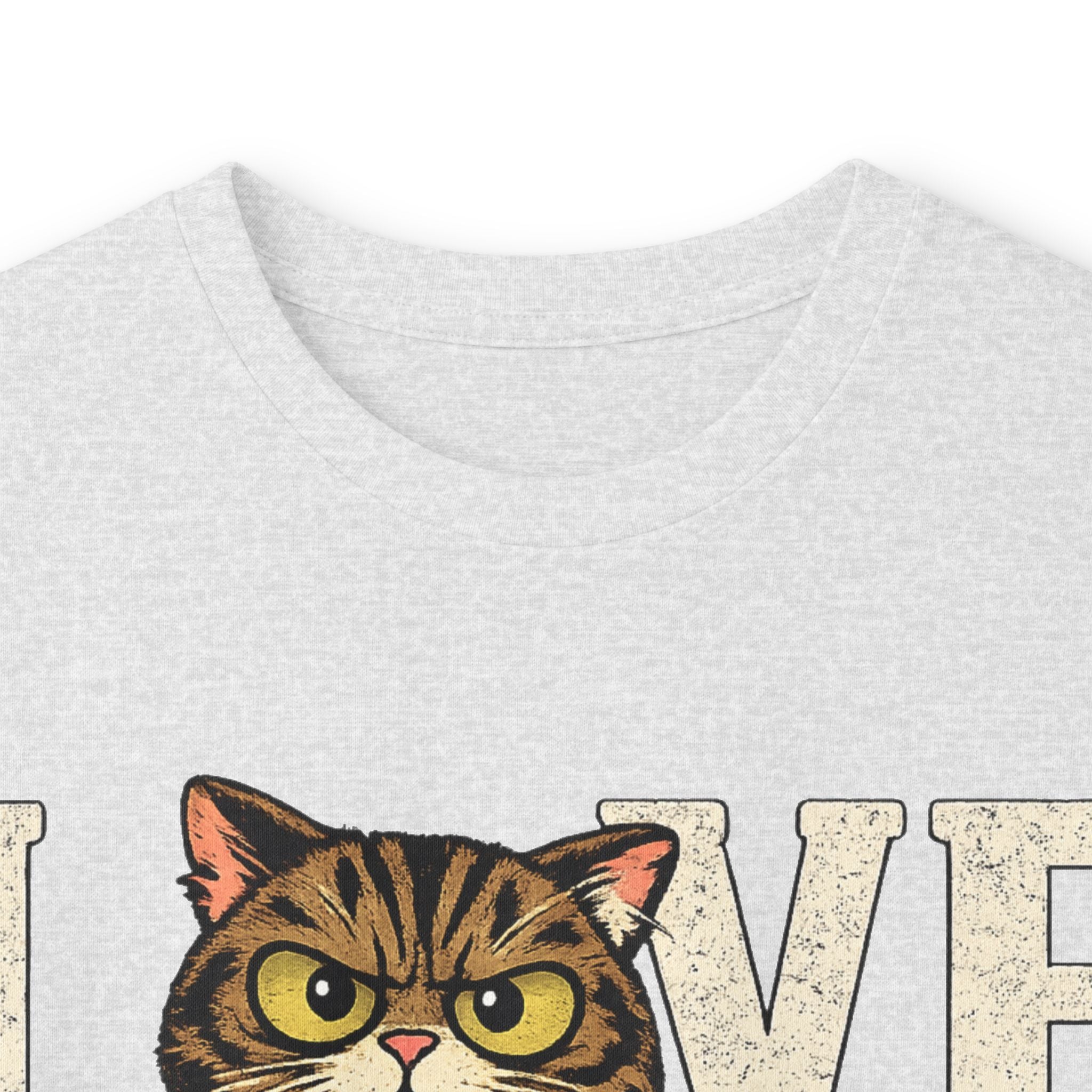 Long Sleeve Tee — "LOVE "tabby  Cat Face Graphic