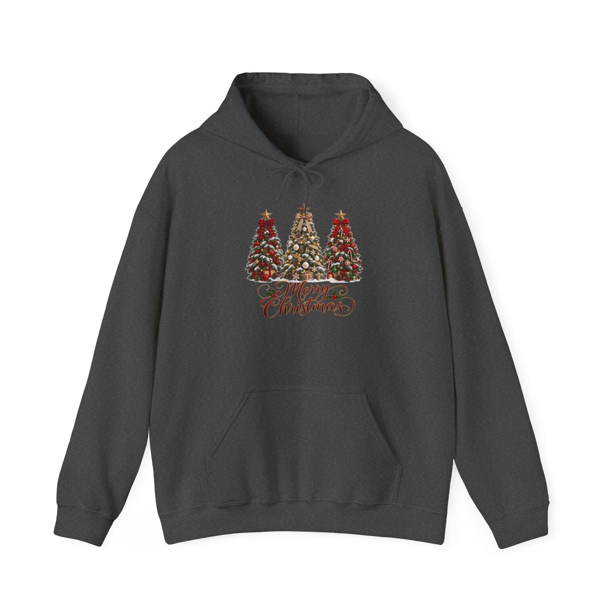 Christmas Tree Trio Hoodie – Festive Holiday Sweatshirt with 'Christmas Wishes' Design