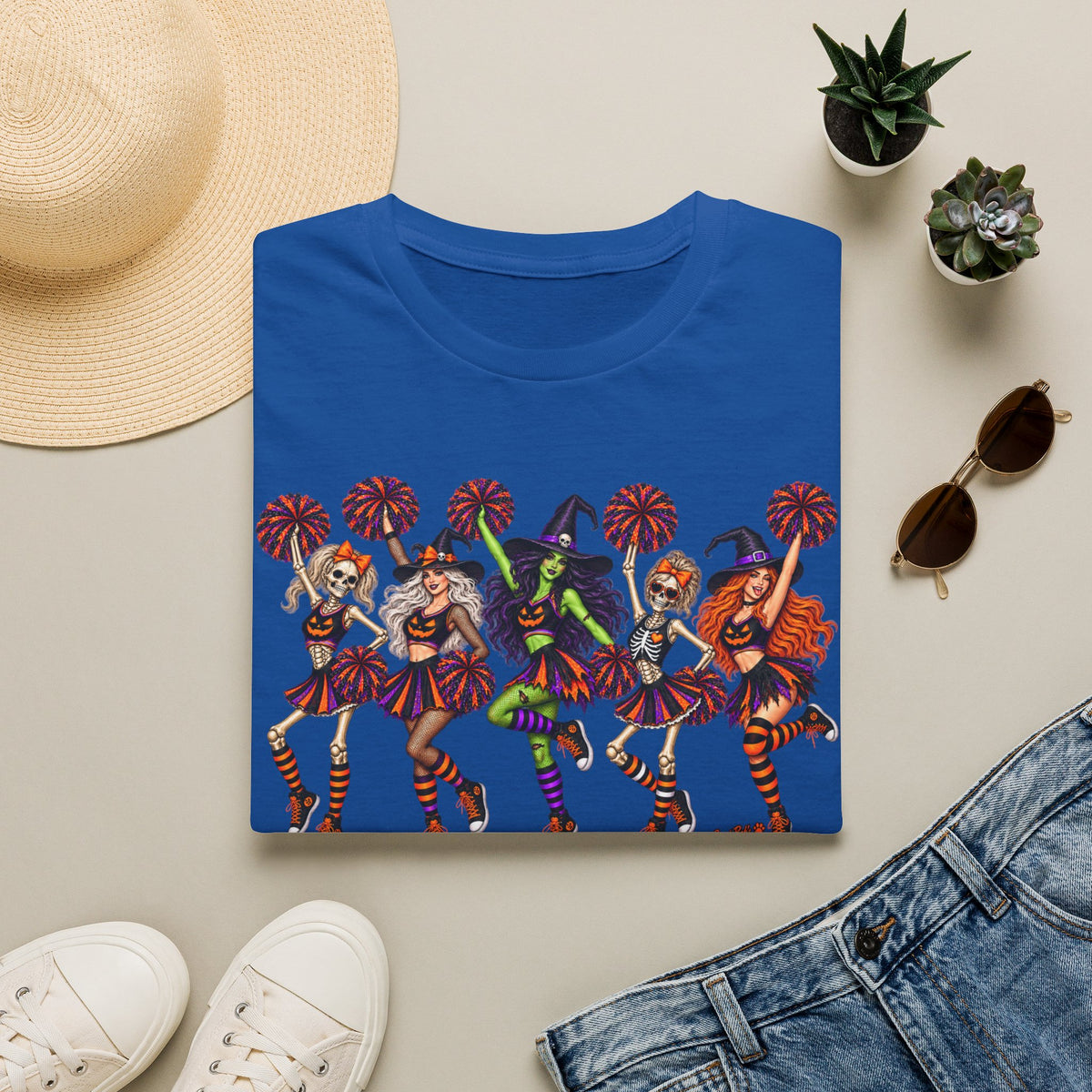Halloween Cheerleader Witches T-Shirt — Dancing Witch Squad Pumpkin Spice Costume Tee