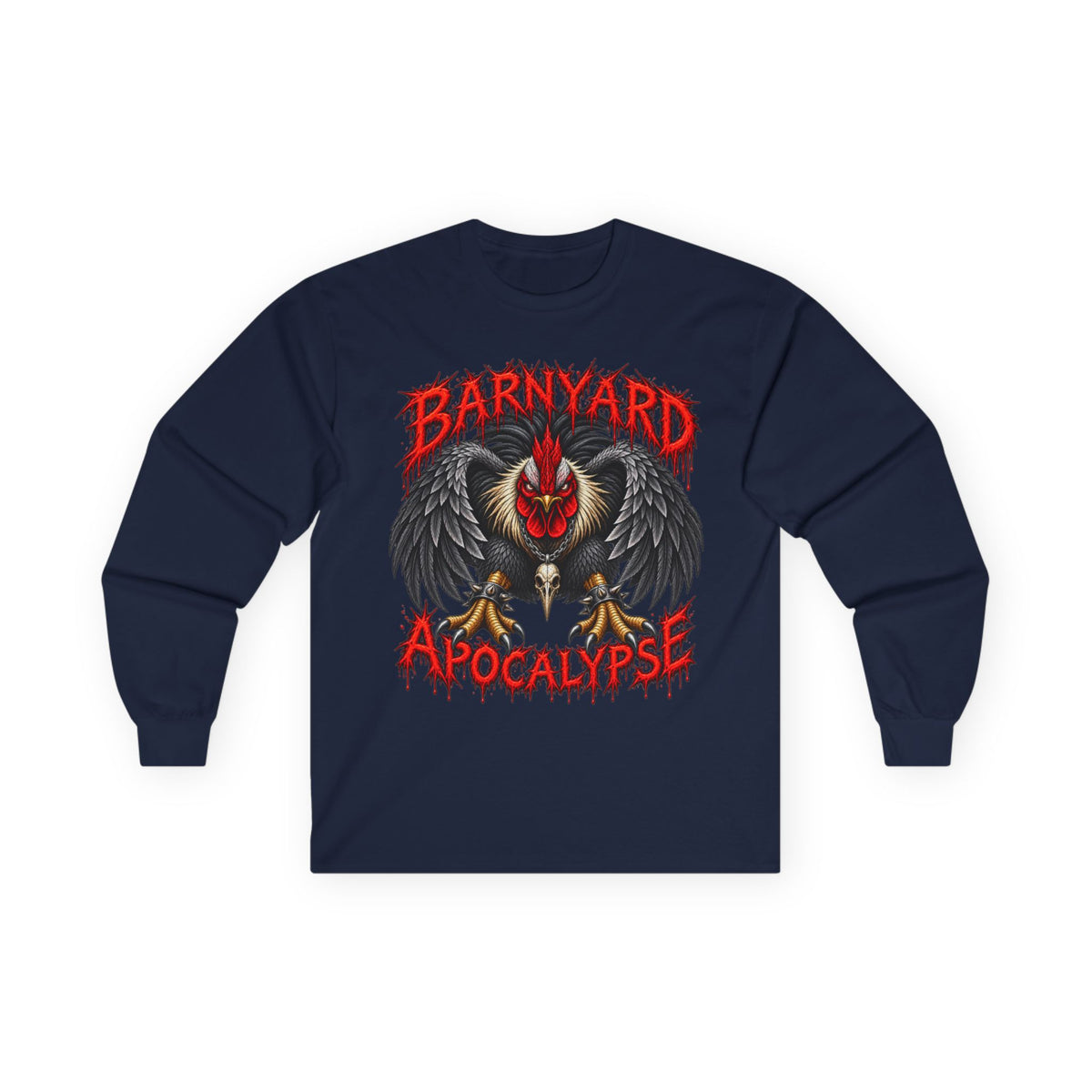 Barnyard Apocalypse Long Sleeve Tee — Rooster Graphic Shirt