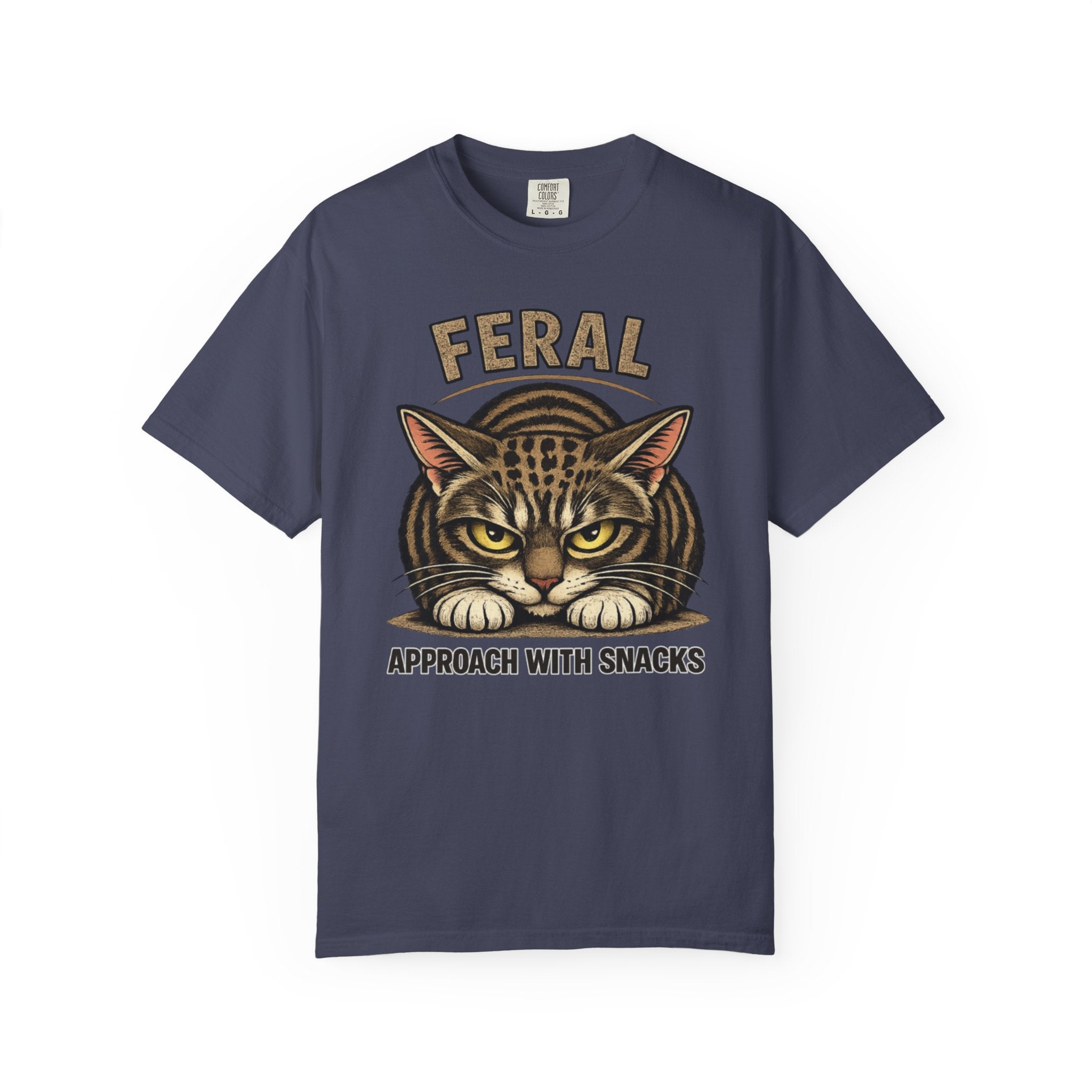 T-Shirt — "Feral: Approach With Snacks" Cat Graphic Tee