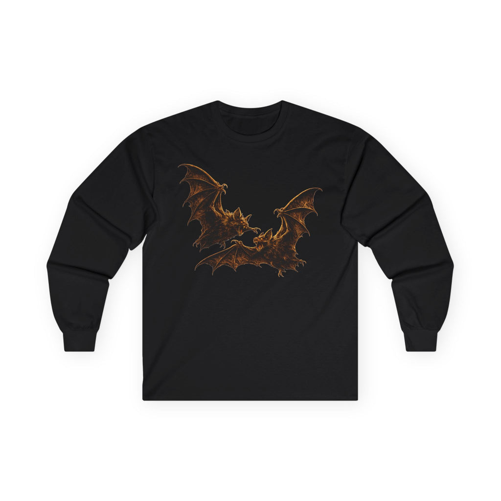 Bat Silhouette Long Sleeve Tee — Spooky Gothic Halloween Shirt