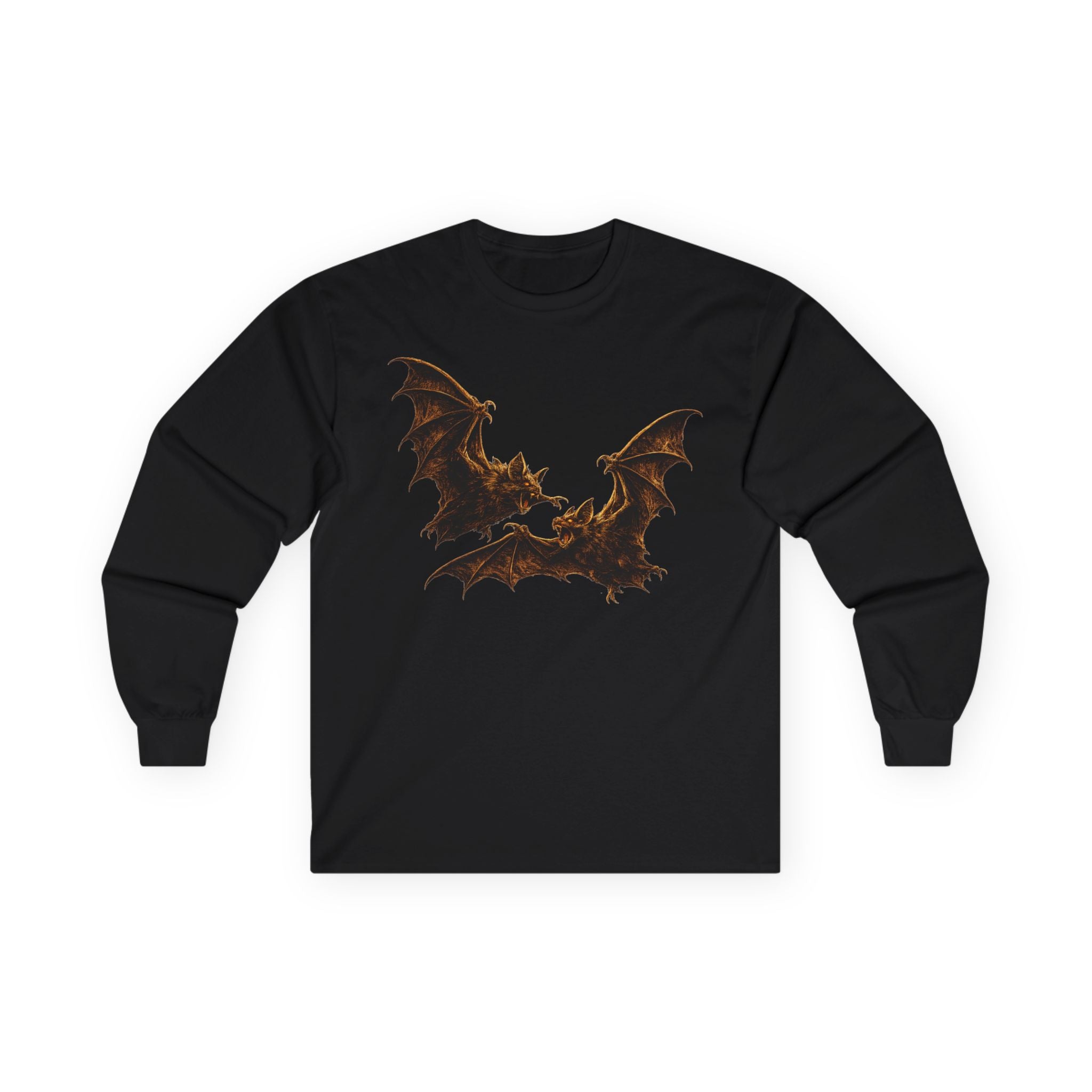 Bat Silhouette Long Sleeve Tee — Spooky Gothic Halloween Shirt