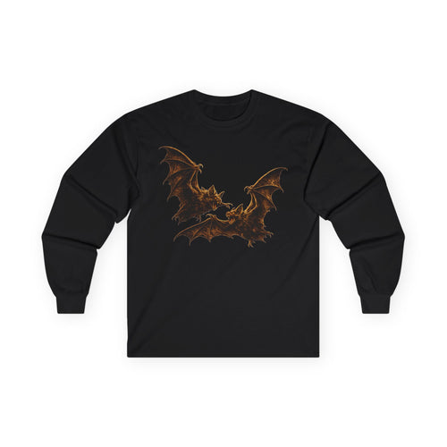 Bat Silhouette Long Sleeve Tee — Spooky Gothic Halloween Shirt