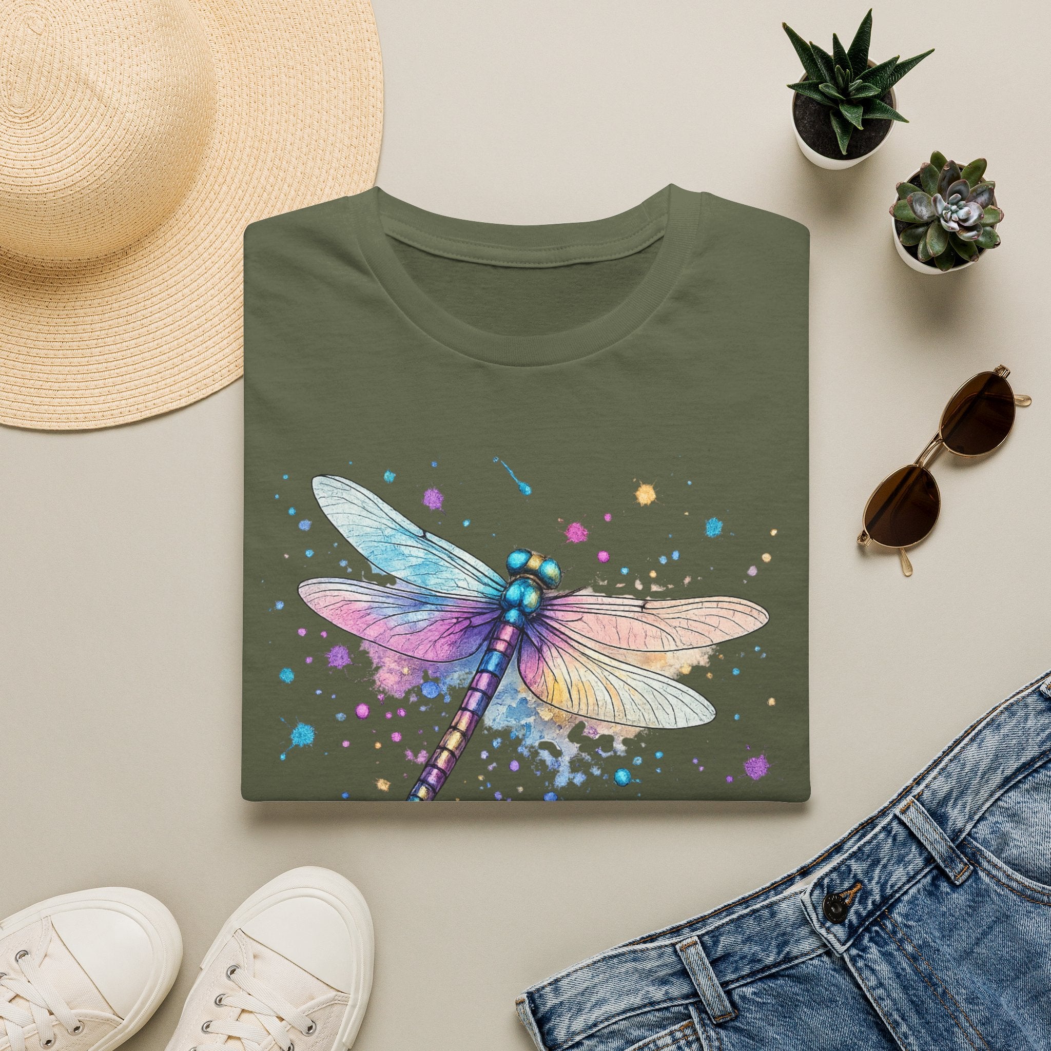 Dragonfly Watercolor T‑Shirt — Pastel Wing Nature Tee