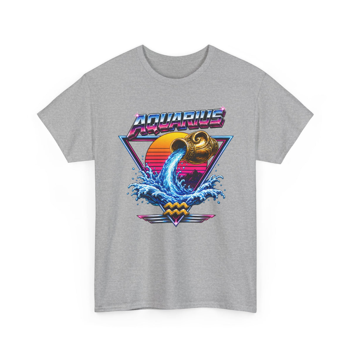 Aquarius Zodiac Tee — Retro Wave Astrological T-Shirt