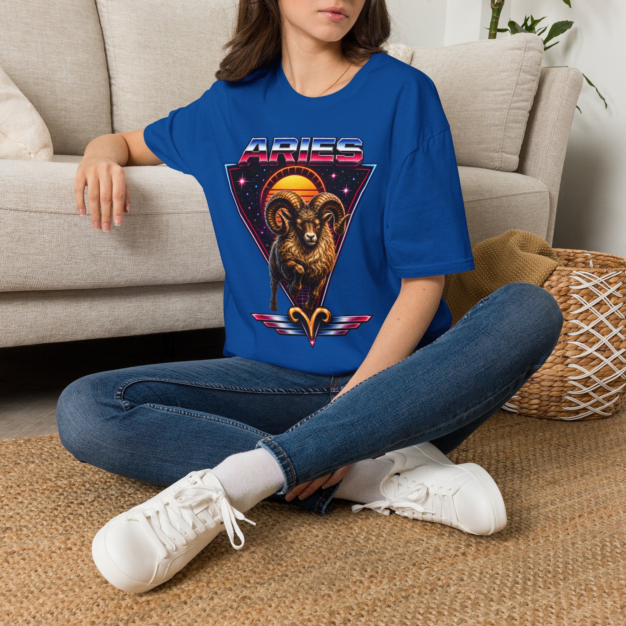 Aries 80s style Zodiac T-Shirt — Retro Ram Graphic Tee