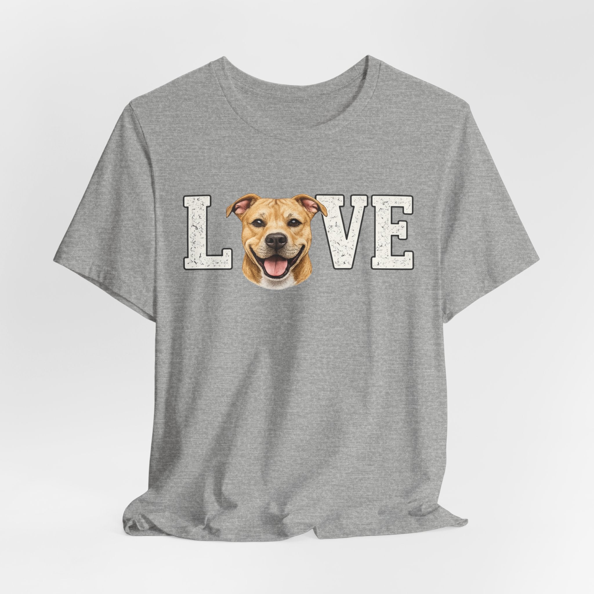 Pit Bull Love T-Shirt — 'LOVE' with Happy Puppy Face Tee