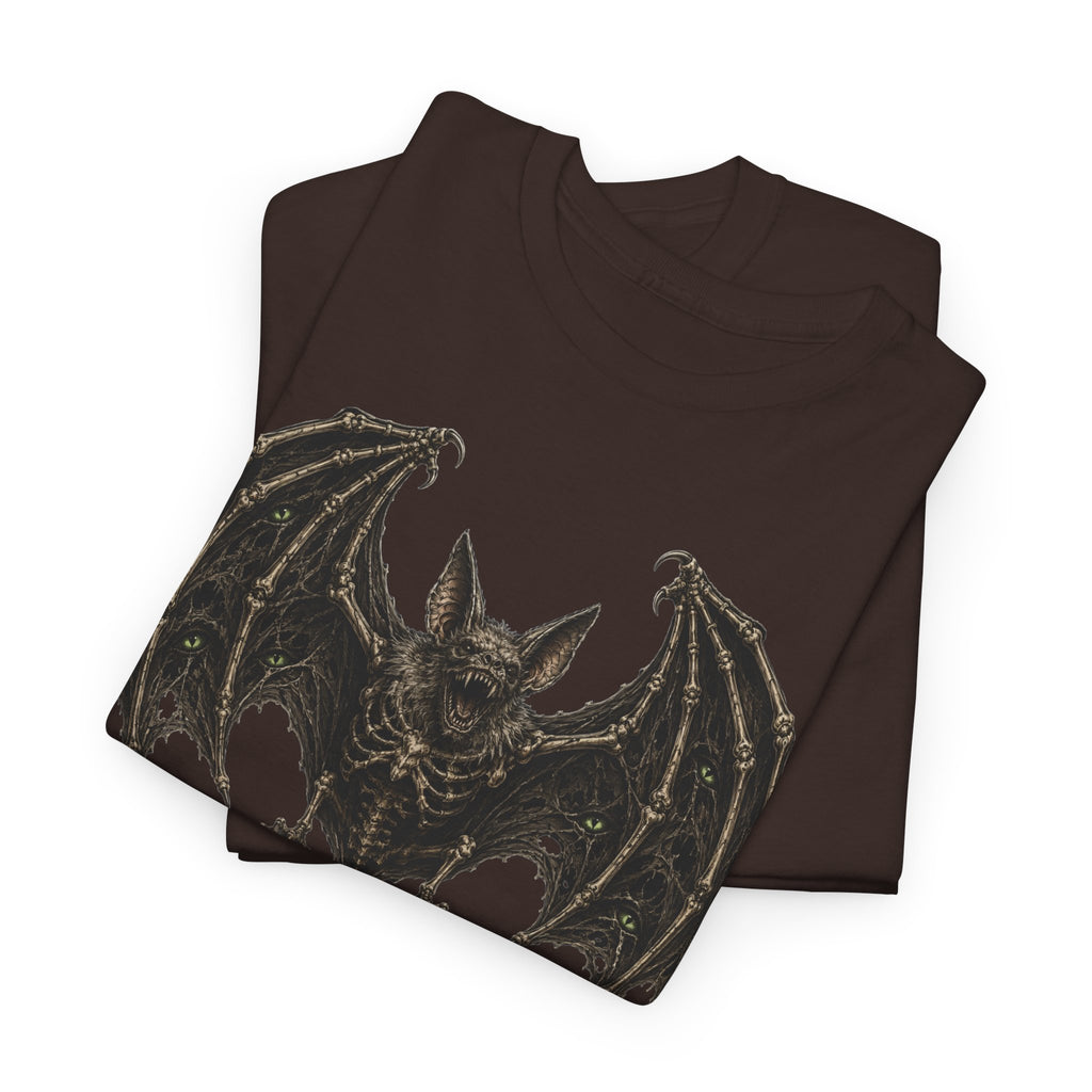 Gothic Bat Graphic Tee — Vintage Winged Skeletal Bat T‑Shirt for Halloween & Gothic Style