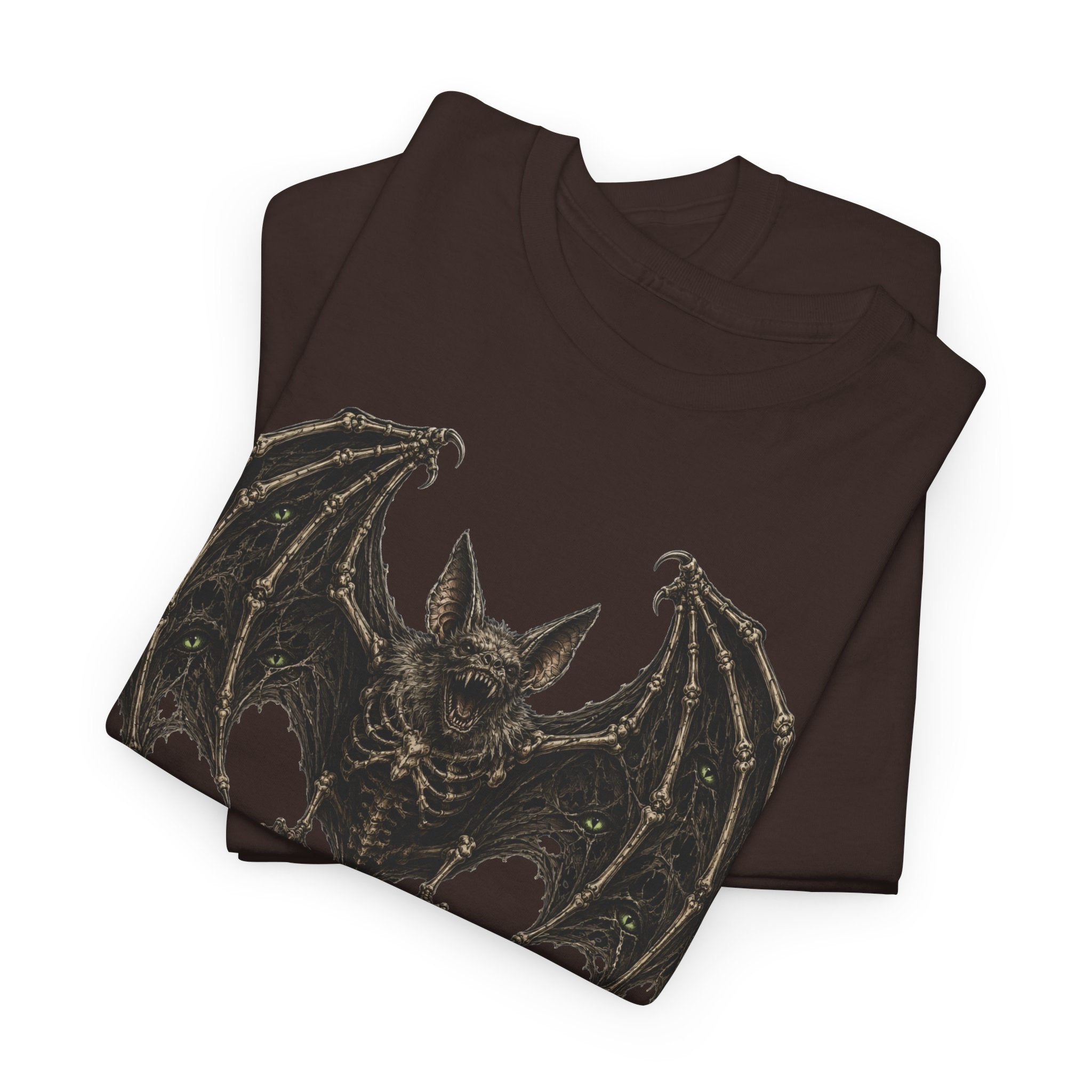 Gothic Bat Graphic Tee — Vintage Winged Skeletal Bat T‑Shirt for Halloween & Gothic Style