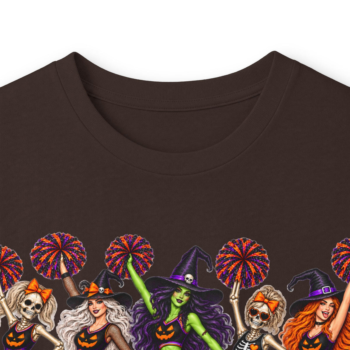 Cheerleader Skeletons and Witches Halloween Long Sleeve Tee