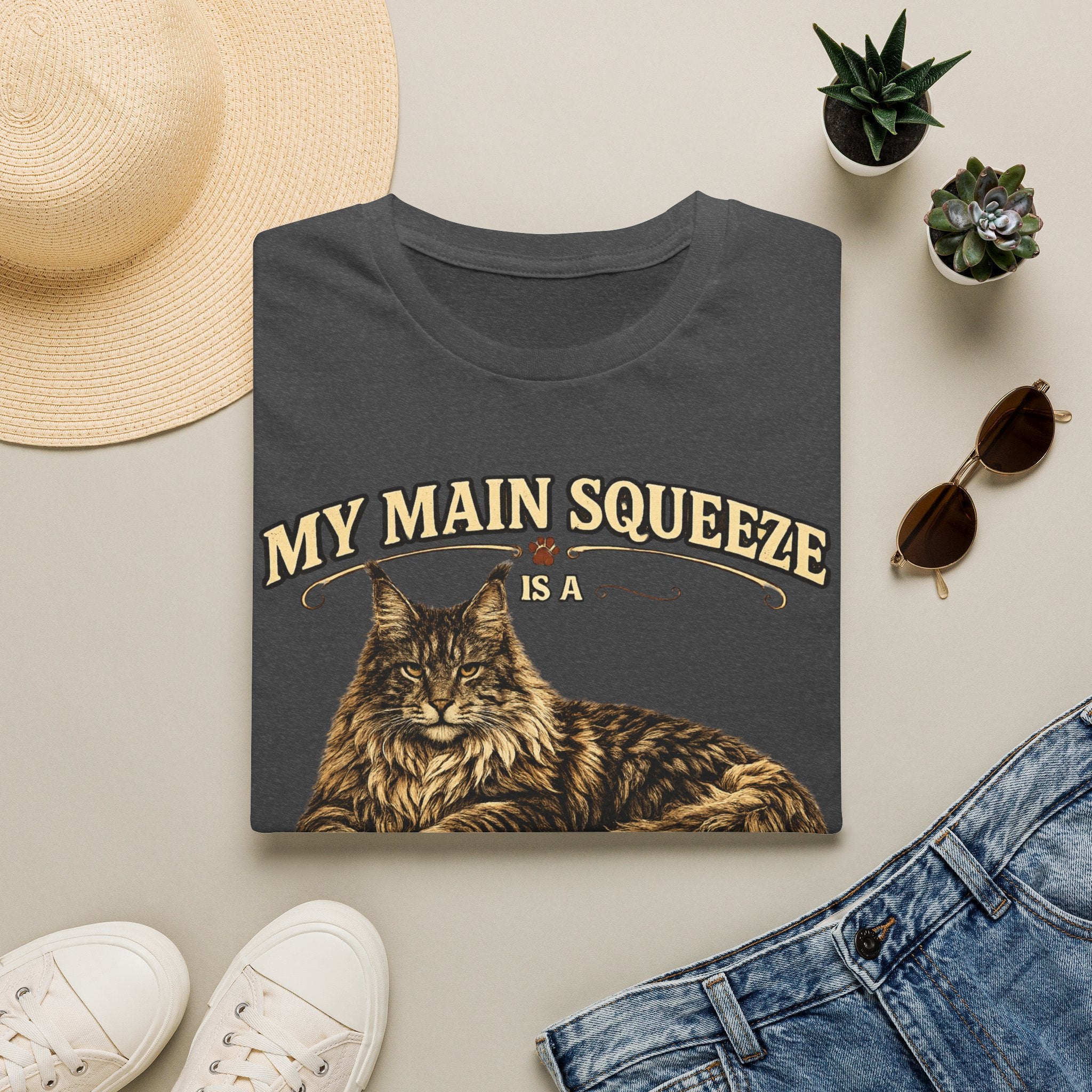 Maine Coon Cat T-Shirt — "My Main Squeeze" Graphic Tee