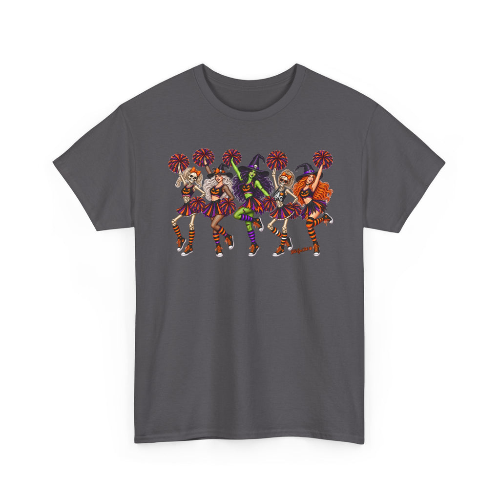 Halloween Cheerleaders Graphic Tee — Colorful Holloween cheer Squad Shirt