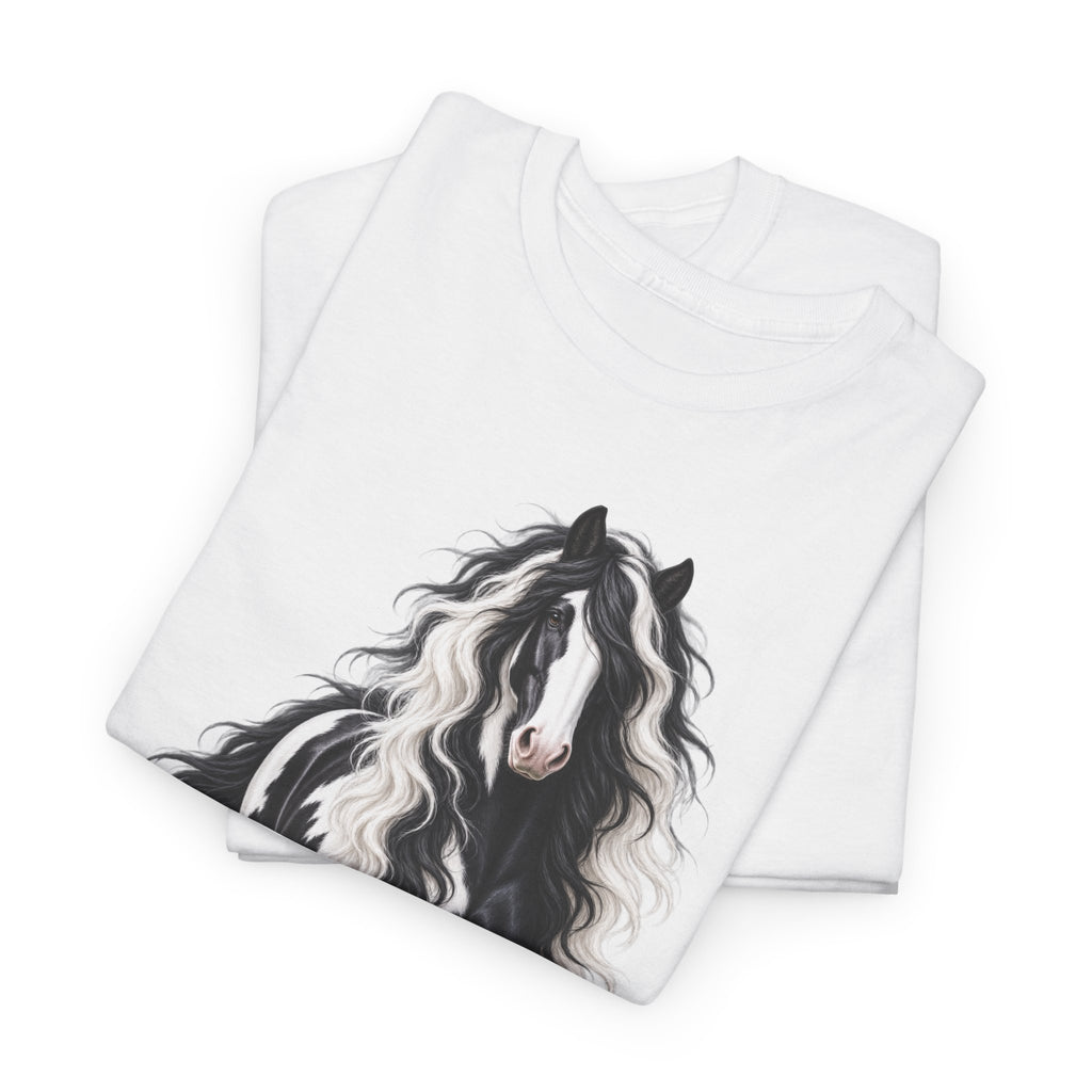 Gypsy Vanner Horse T-Shirt — Artistic Black & White Draft Horse Tee