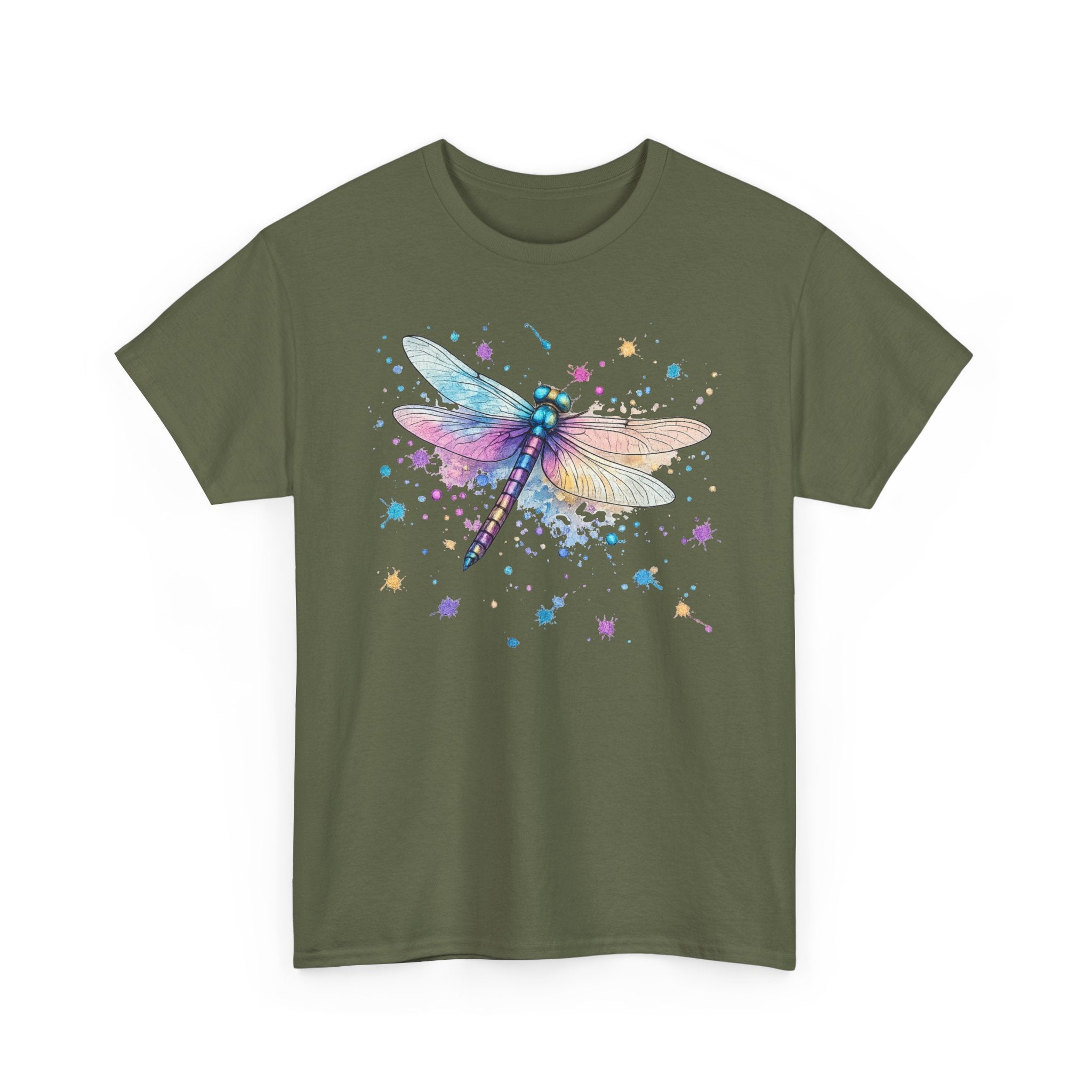 Dragonfly Watercolor T-Shirt — Pastel Splatter Nature Tee