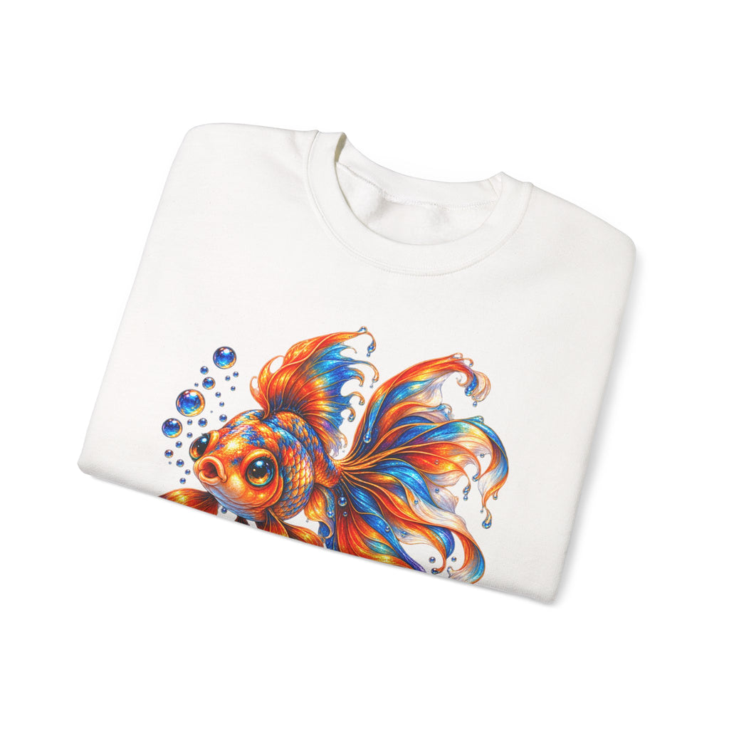 Goldfish Art Crewneck Sweatshirt – Colorful Fantail  Goldfish Illustration