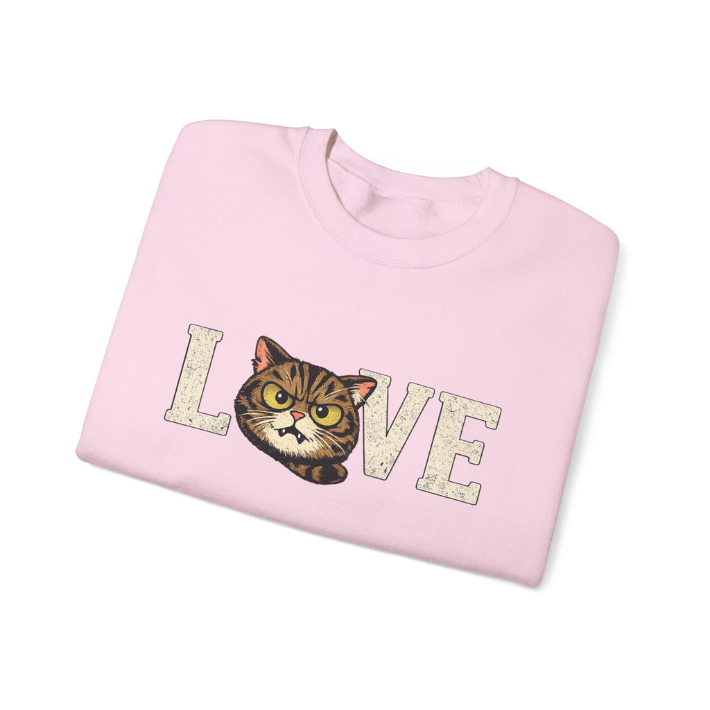 Cat Love Sweatshirt — Vintage Tabby Kitty Crewneck