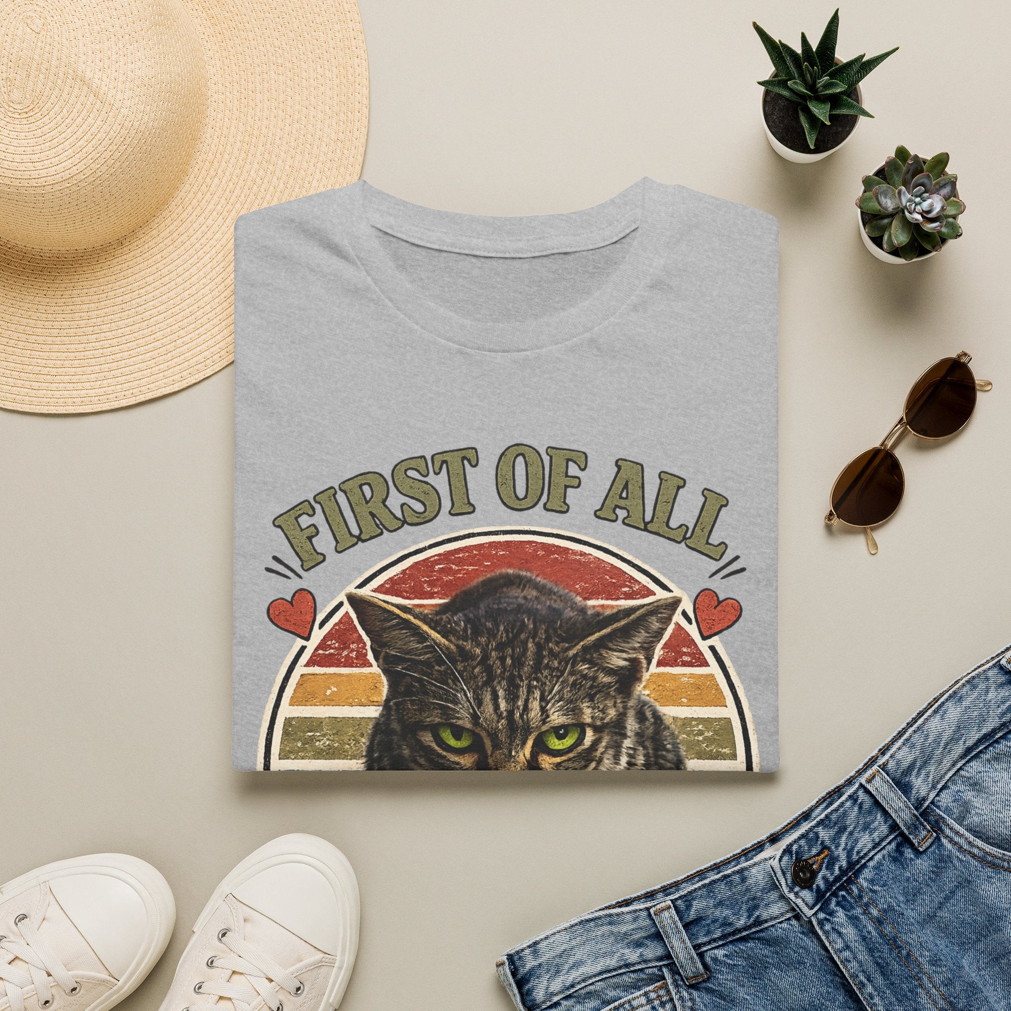 Cat T‑Shirt — “First of All I’m a Delight” Vintage Cat Graphic Tee