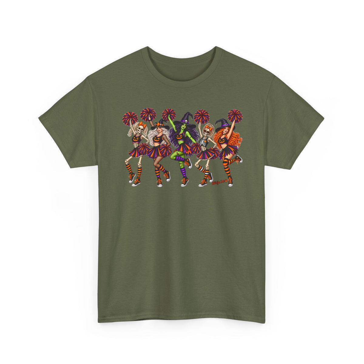 Halloween Cheerleaders Graphic Tee — Colorful Holloween cheer Squad Shirt