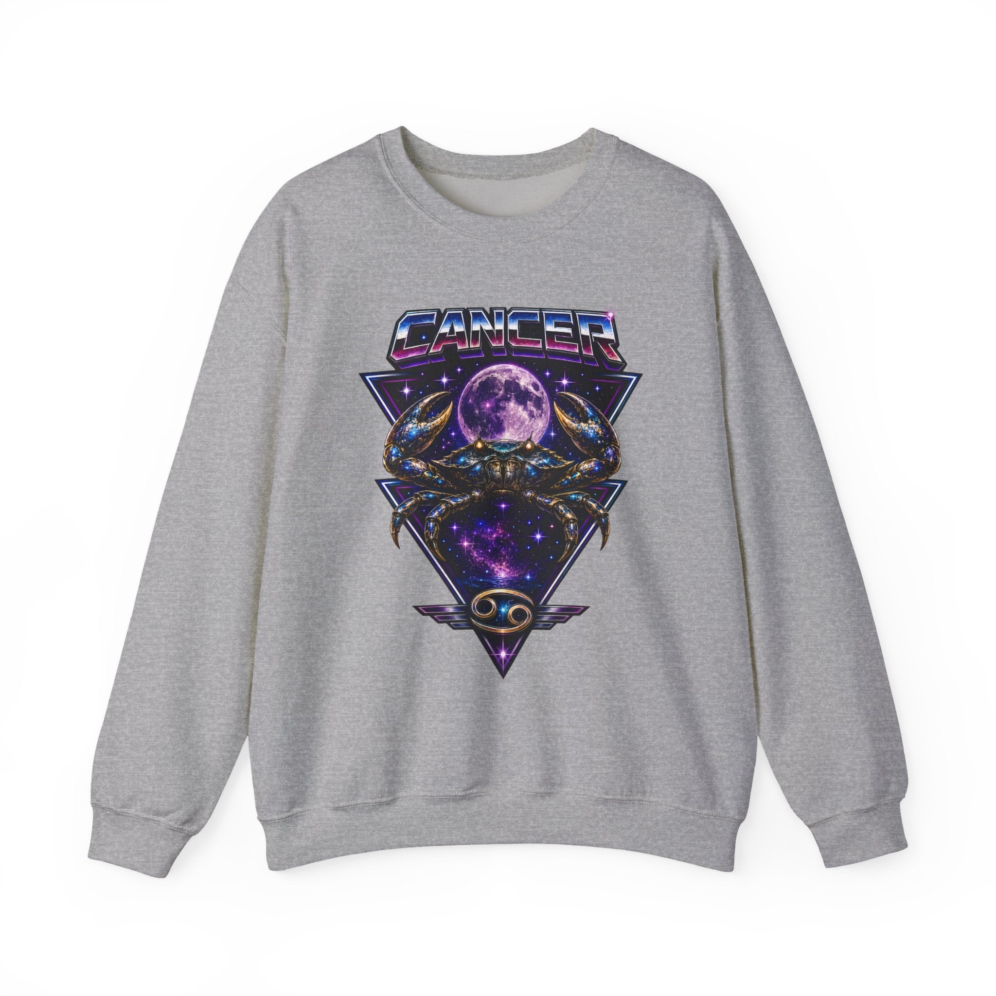 Cancer Zodiac Crewneck Sweatshirt — Retro Cosmic Crab Astrology Design