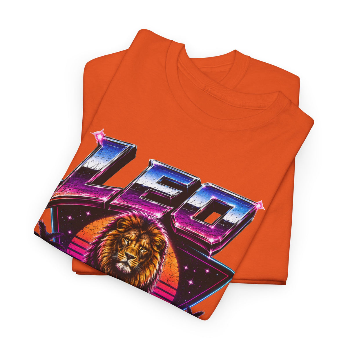 Leo Zodiac T‑Shirt — Retro Neon Lion Astrology Tee